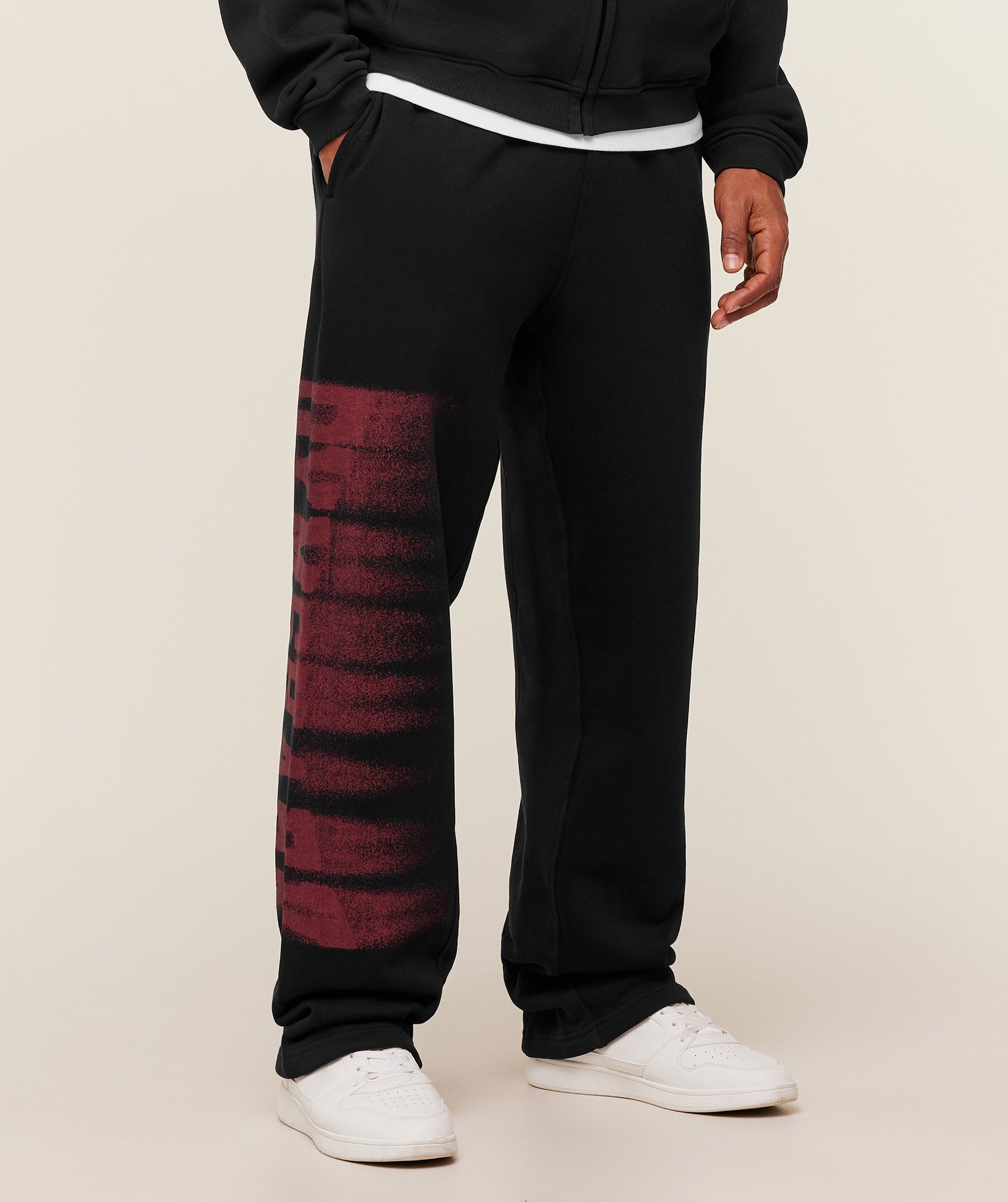 Gymshark Fade Graphic Straight Leg Pants 'Black Sets Red'