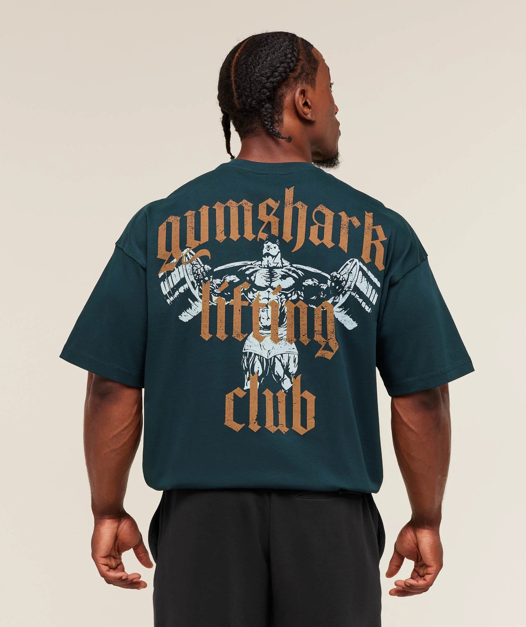 Gymshark Lifting Club T-Shirt 'Deep Petrol Blue/Antique Gold'
