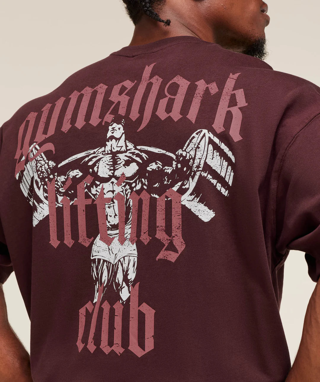 Gymshark Lifting Club T-Shirt 'Rich Maroon/Reset Pink'