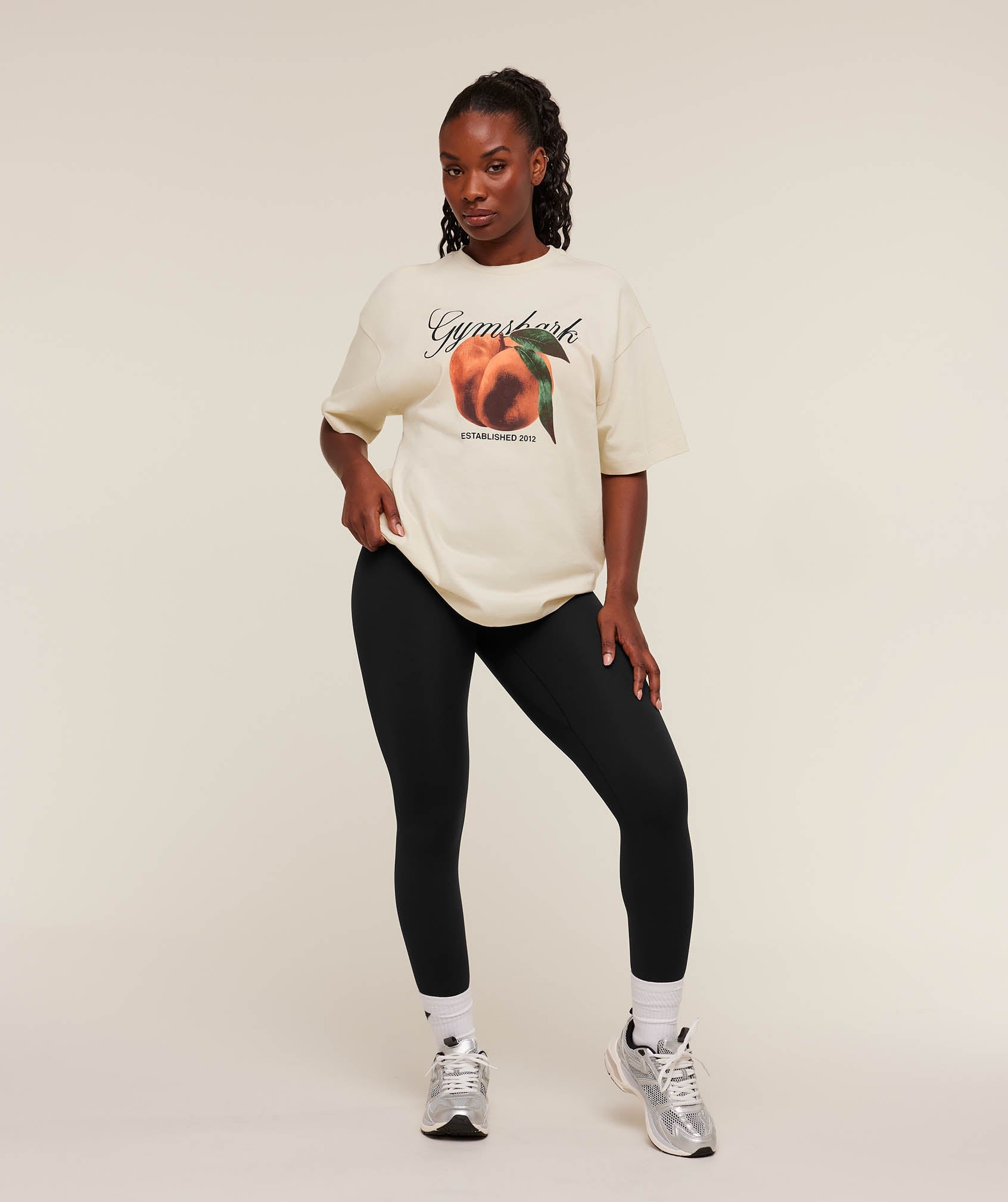 Gymshark Juicy Peach Short Sleeve T-Shirt 'Oat White'
