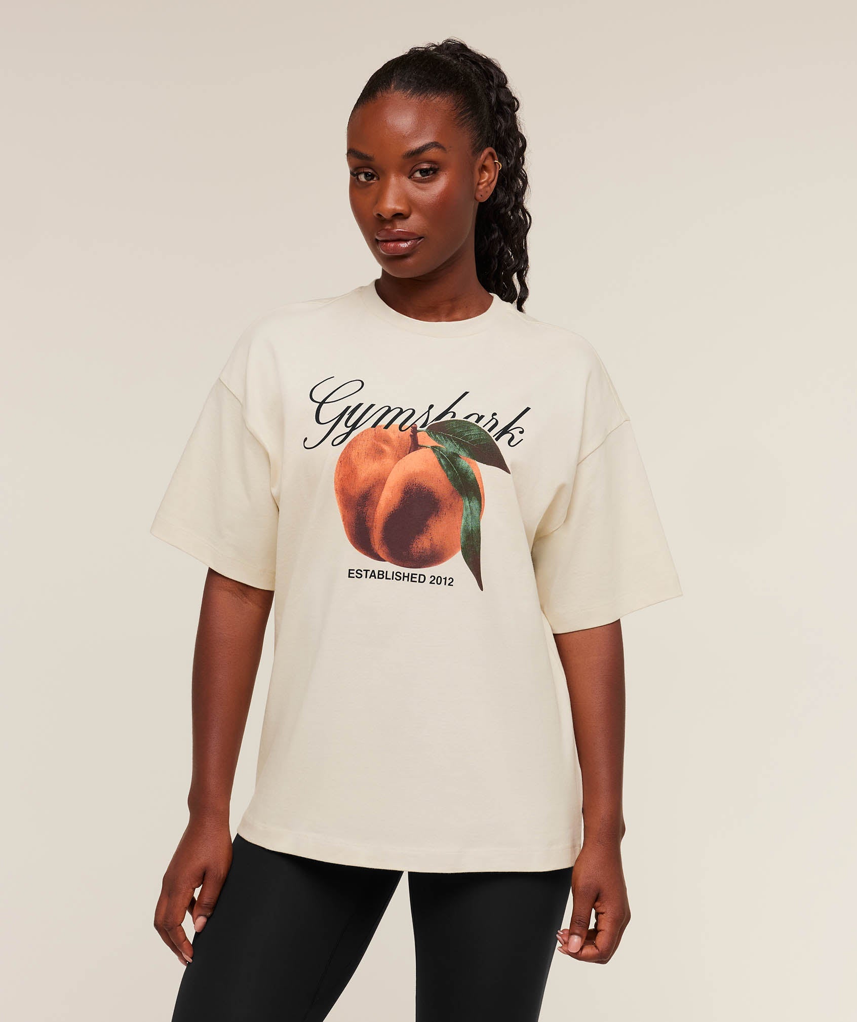 Gymshark Juicy Peach Short Sleeve T-Shirt 'Oat White'