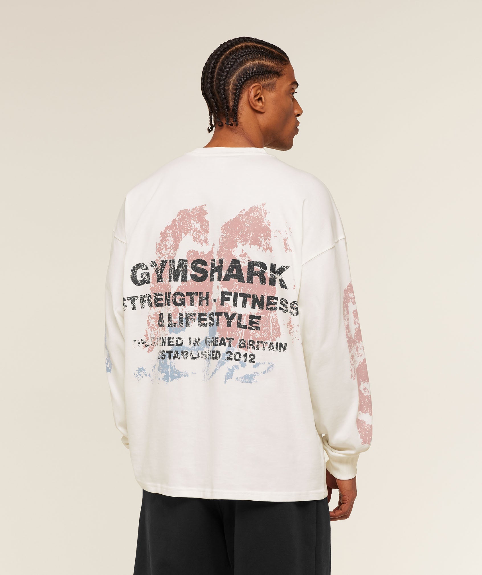 Gymshark Strength Fitness & Lifestyle Long Sleeve T-Shirt 'Soft White'