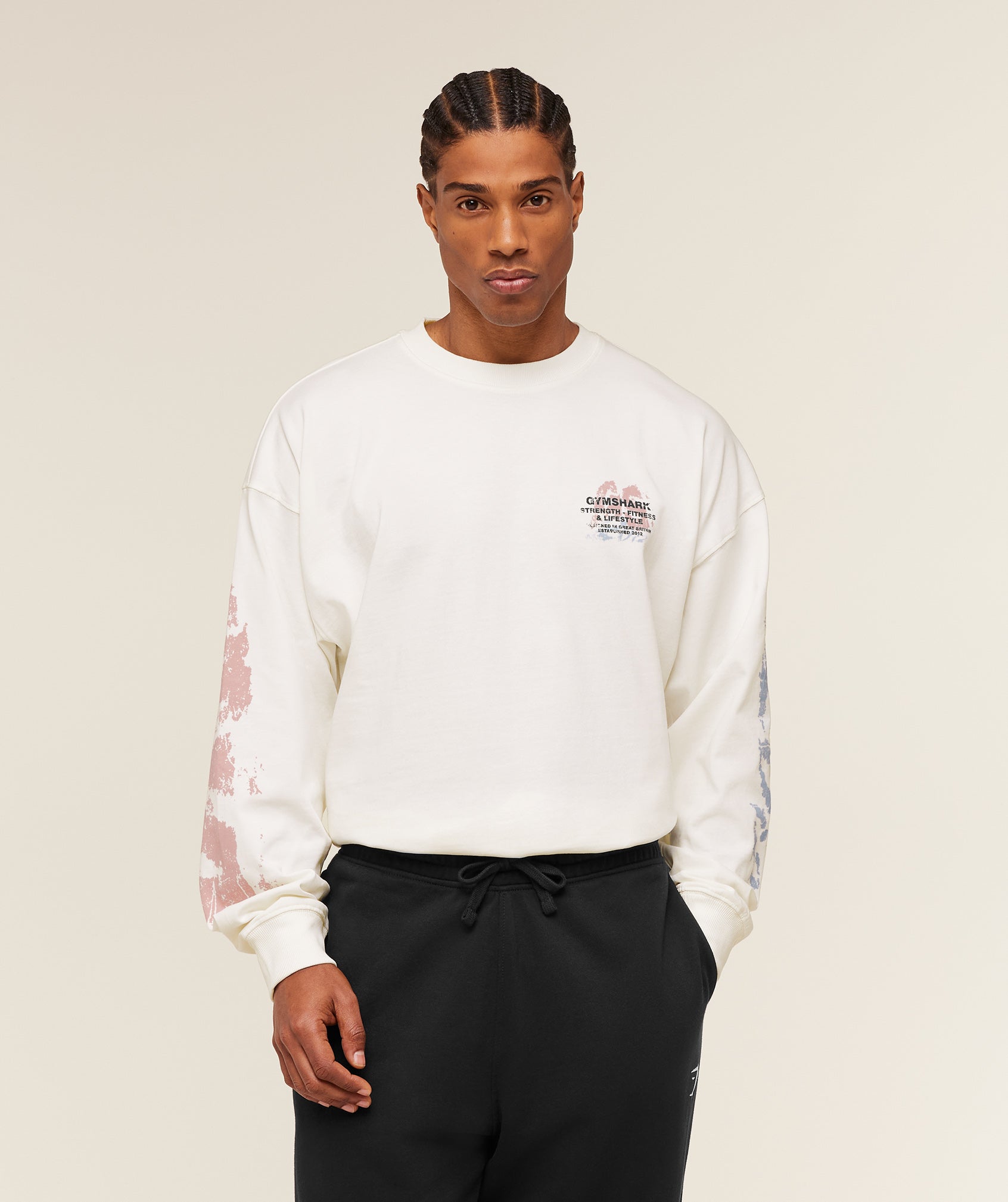 Gymshark Strength Fitness & Lifestyle Long Sleeve T-Shirt 'Soft White'