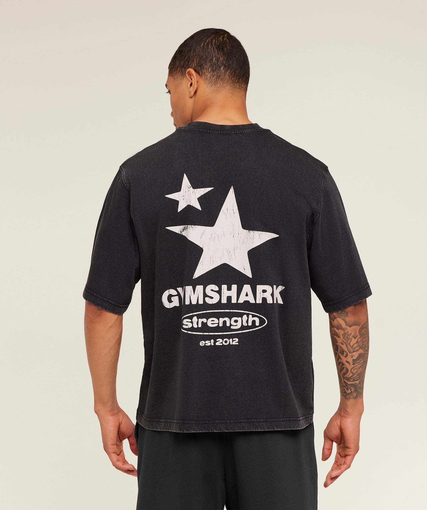 Gymshark Strength Stars Washed Graphic T-Shirt 'Black'