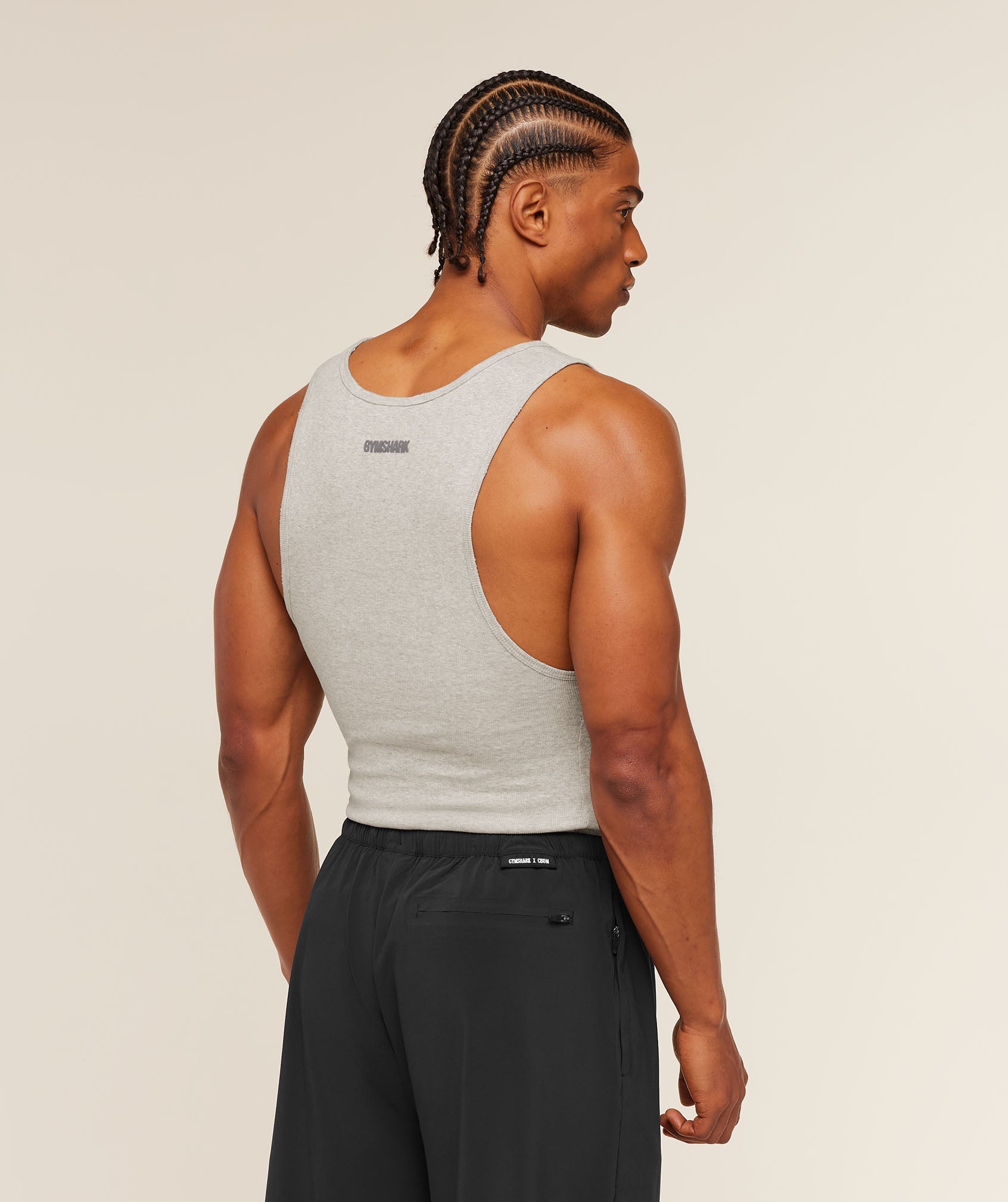 Gymshark x CBUM Ribbed Tank 'Bros Stone Grey Marl'