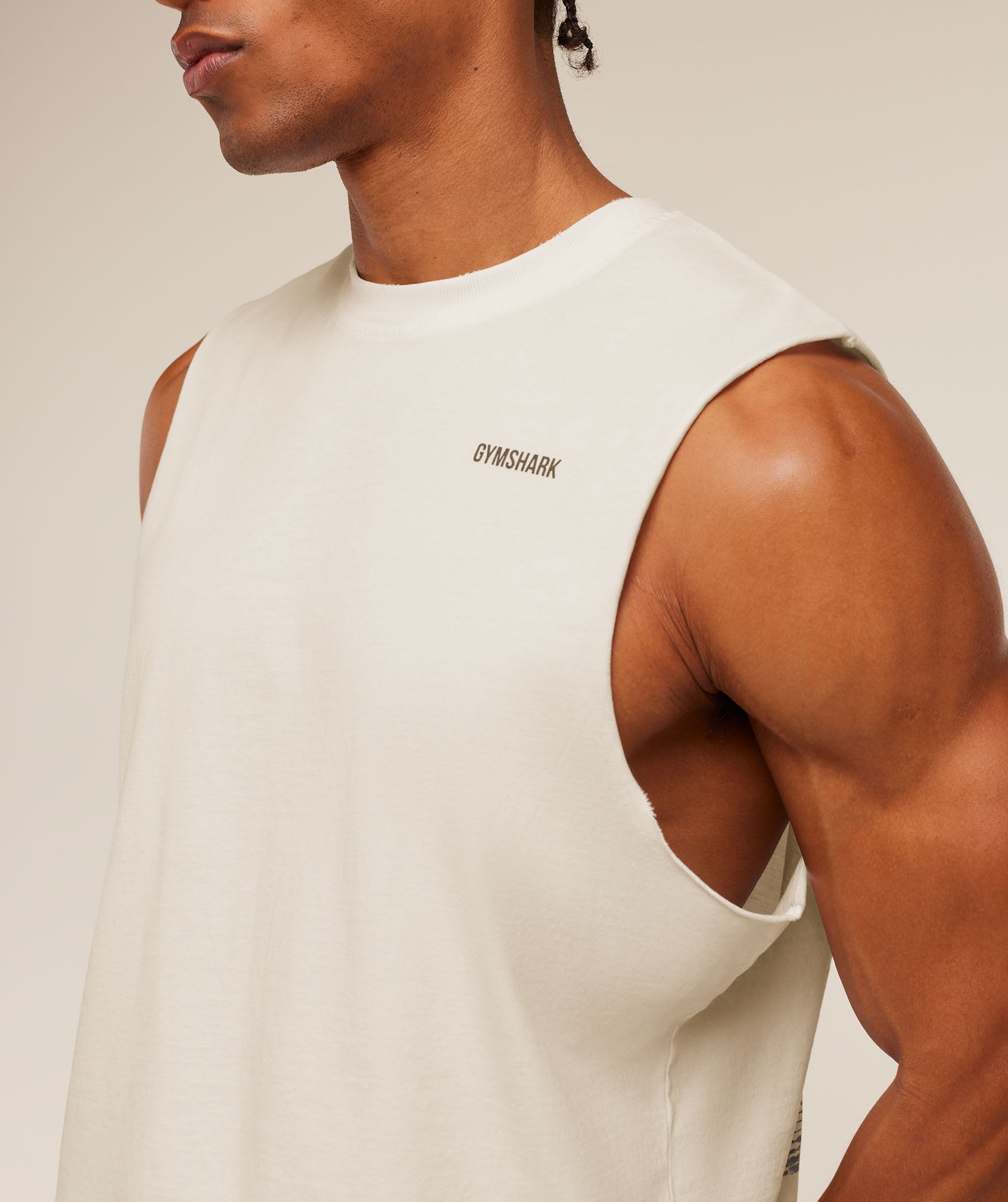 Gymshark x CBUM Washed Sleeveless T-Shirt 'Soft White'