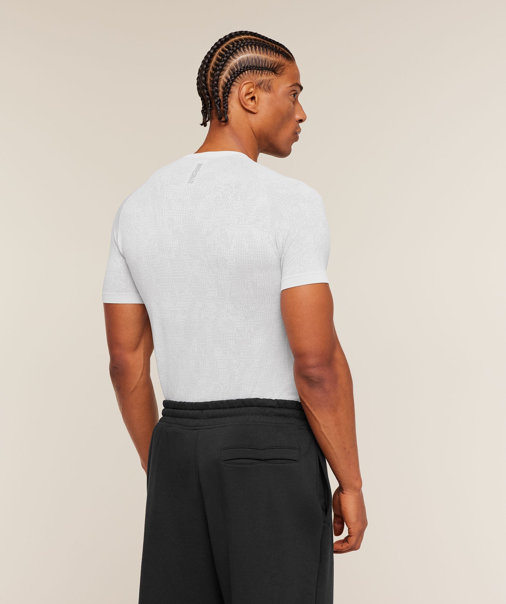 Gymshark Geo Seamless Grid T-Shirt 'White Silver Grey'
