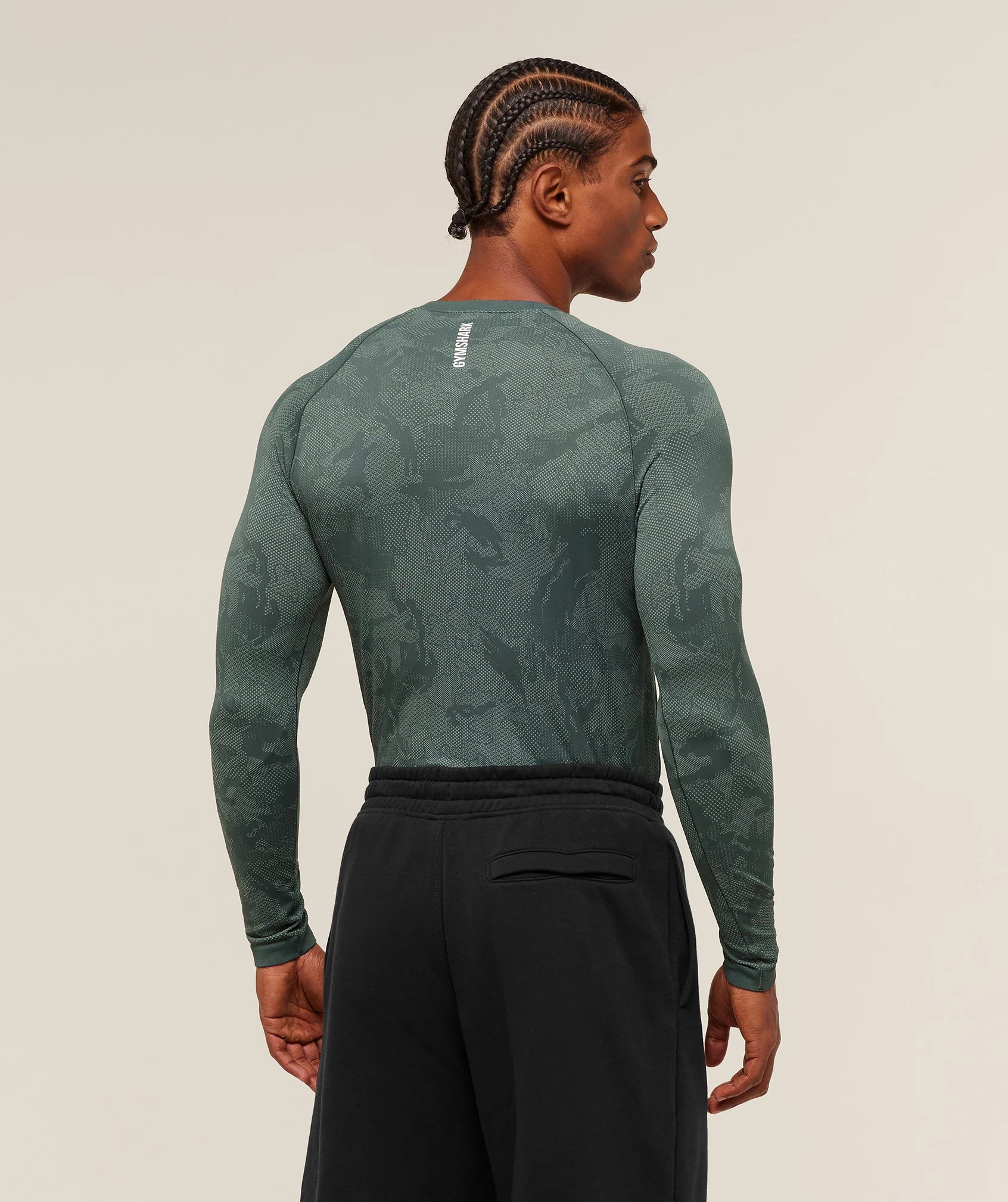 GymsharkGeo Seamless Long Sleeve T-Shirt 'Slate Teal/Denim Grey'