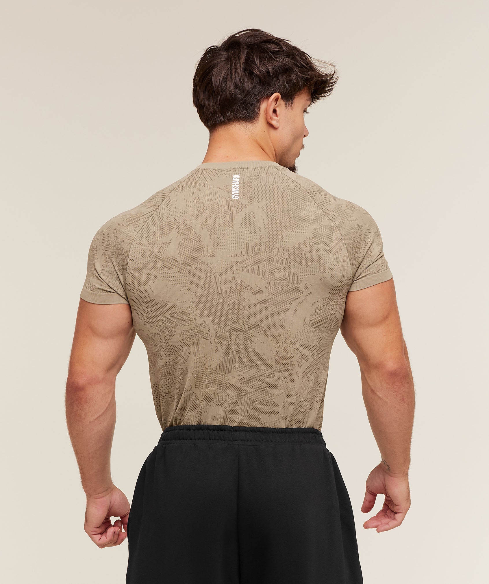 Gymshark Geo Seamless T-Shirt 'Cement Brown Soul Brown'