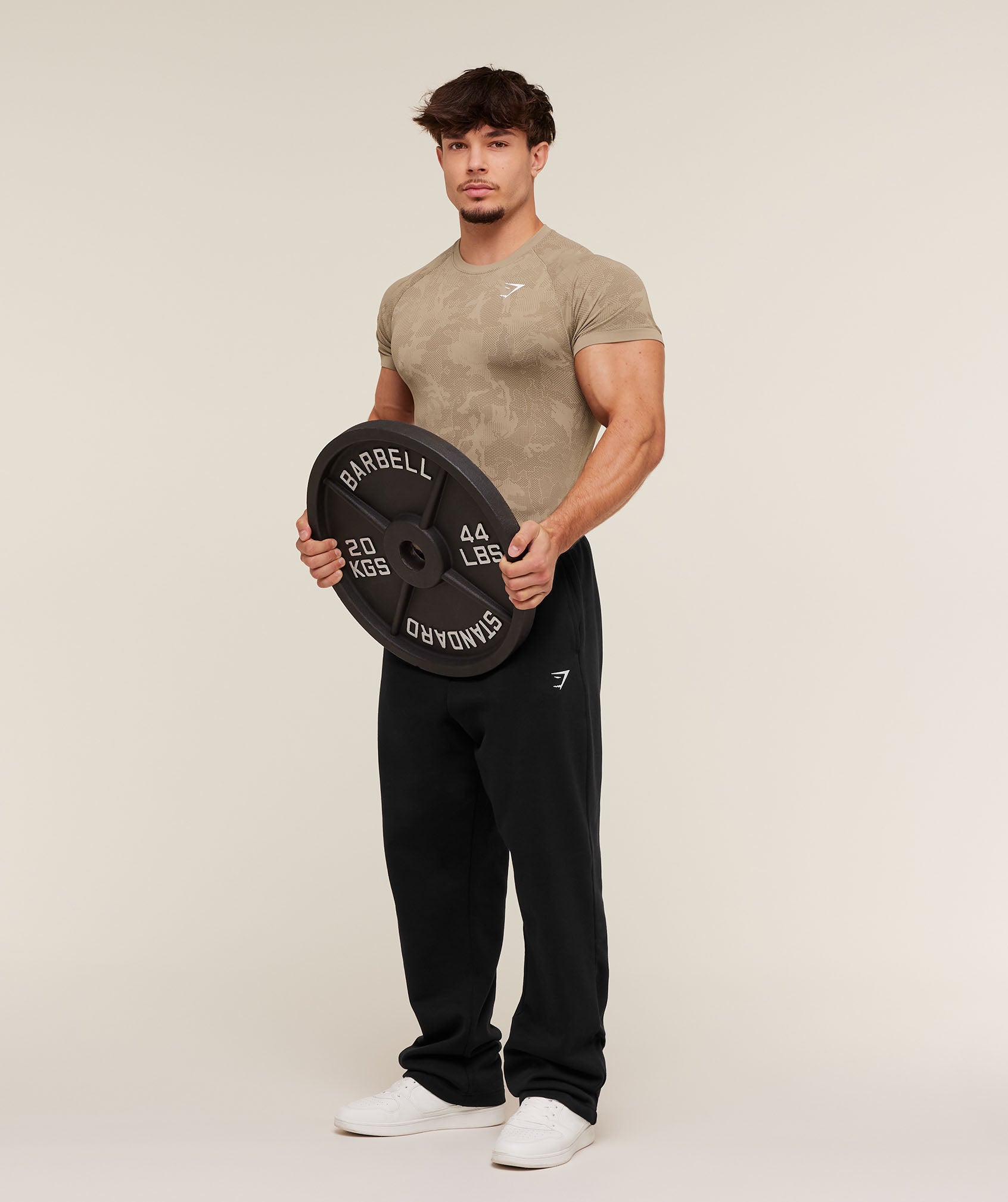 Gymshark Geo Seamless T-Shirt 'Cement Brown Soul Brown'