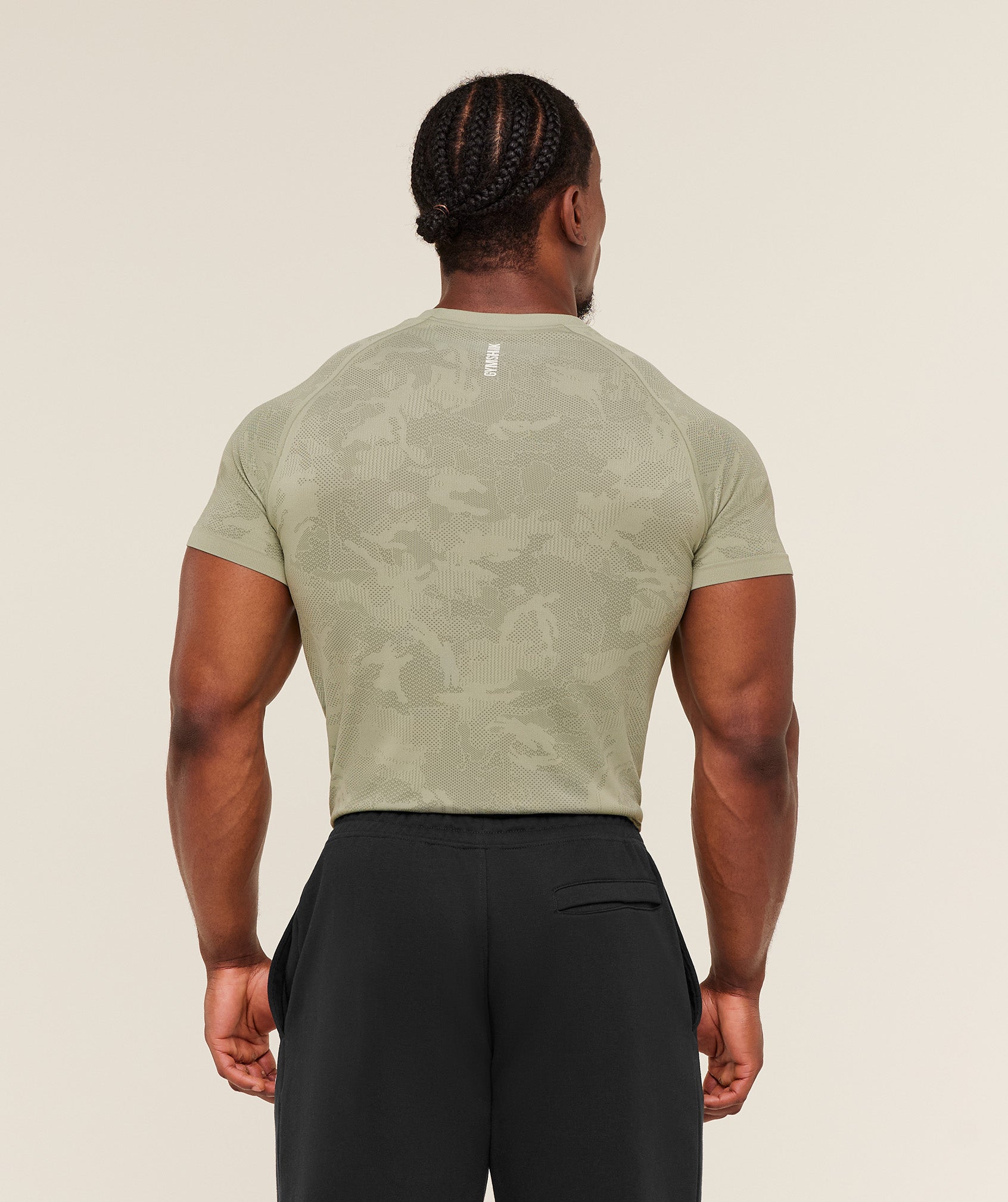 Gymshark Geo Seamless T-Shirt 'Haze Green Unit Green'