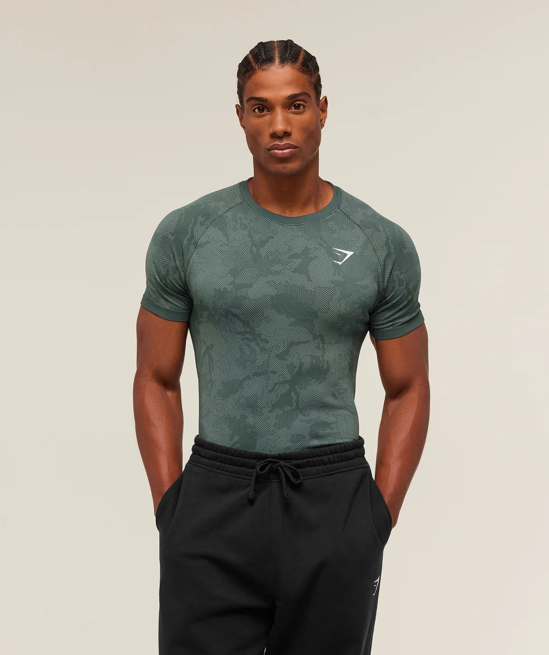 Gymshark Geo Seamless T-Shirt 'Slate Teal/Denim Grey'