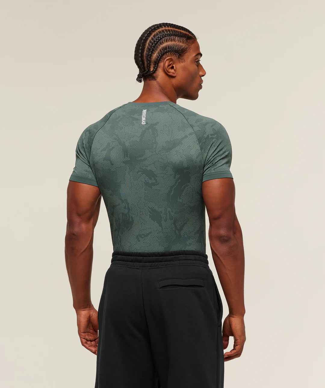 Gymshark Geo Seamless T-Shirt 'Slate Teal/Denim Grey'
