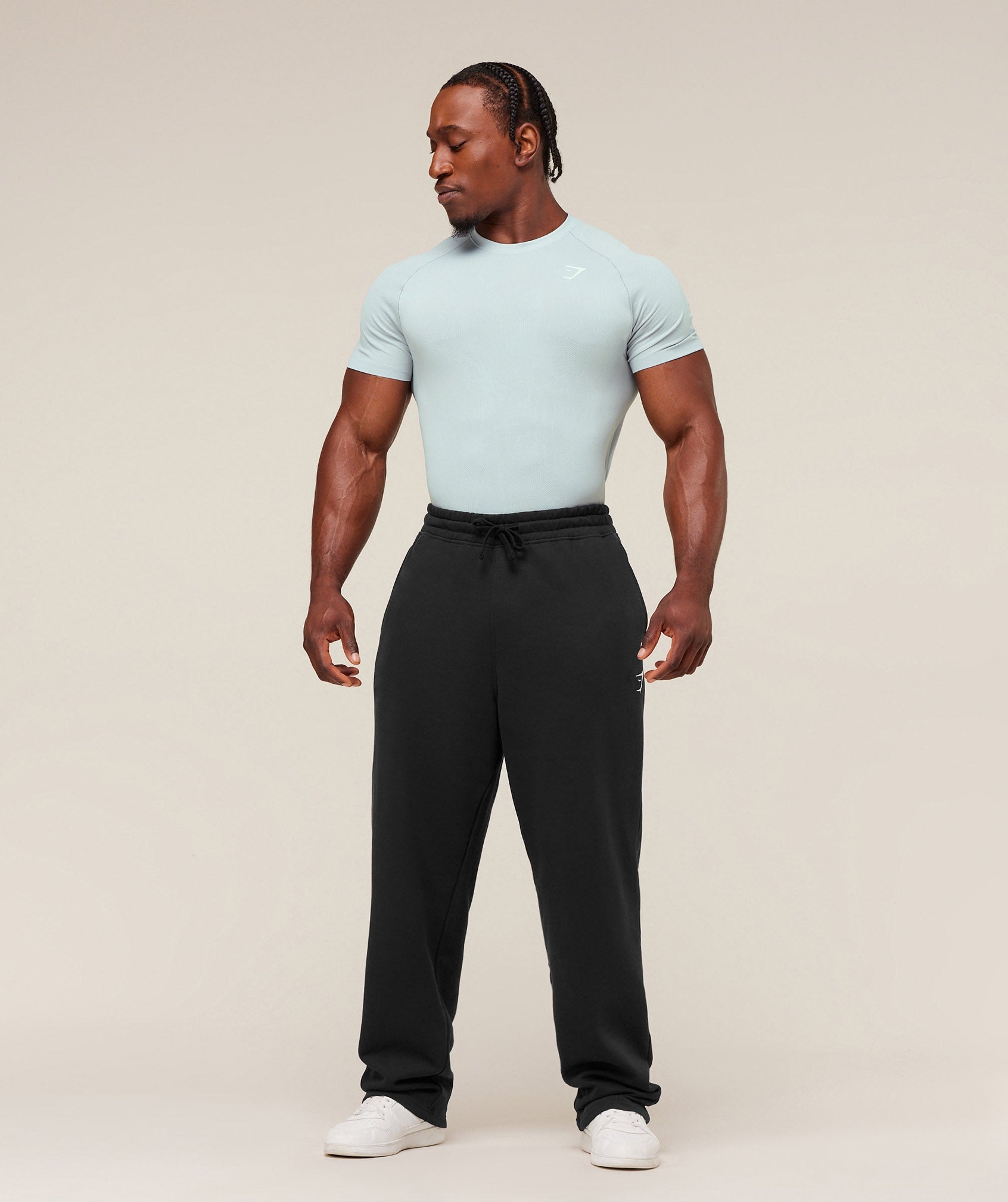 Gymshark Geo Seamless T-Shirt 'Smoke Blue Soft White'