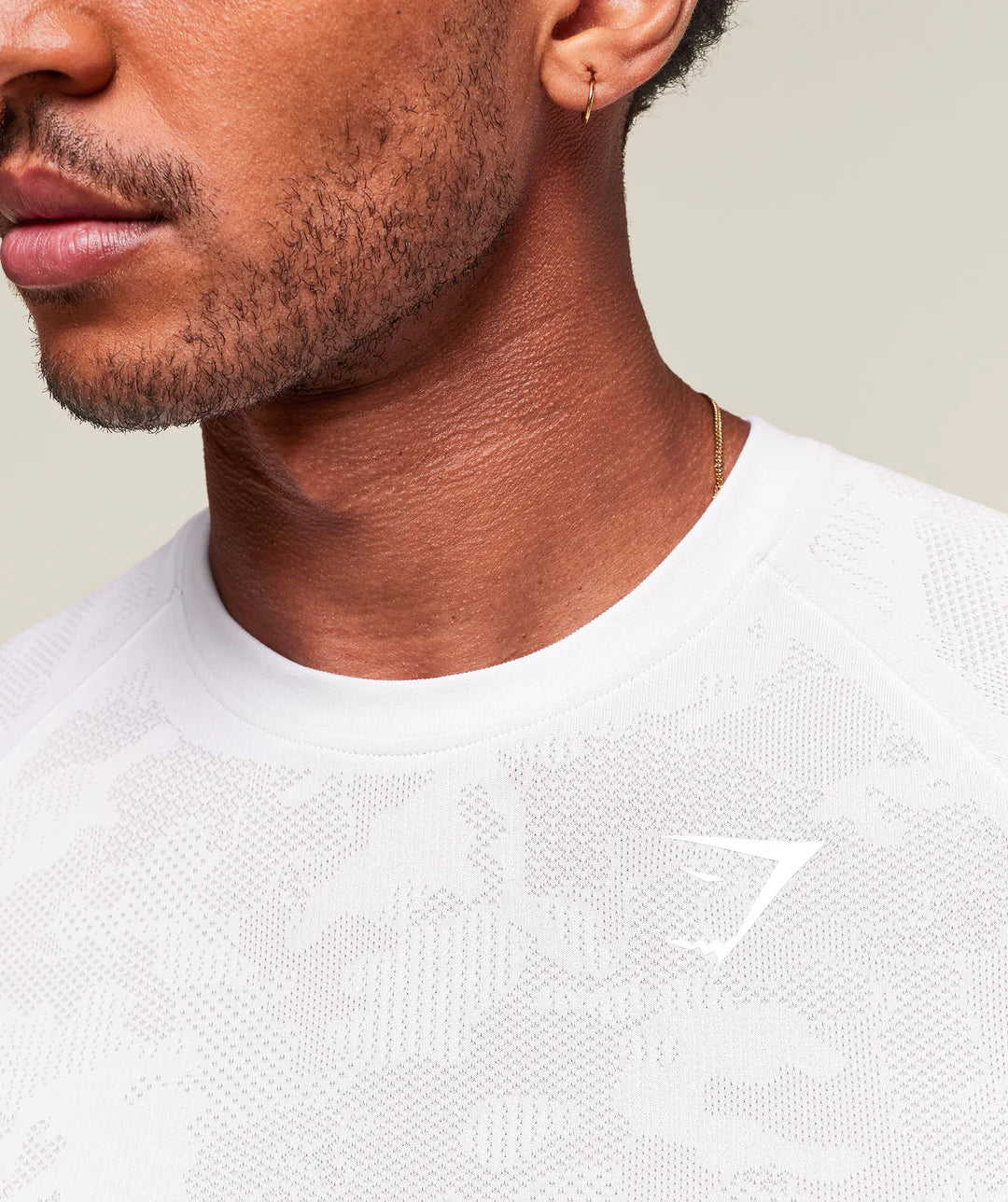 Gymshark Geo Seamless T-Shirt 'White/Light Grey'