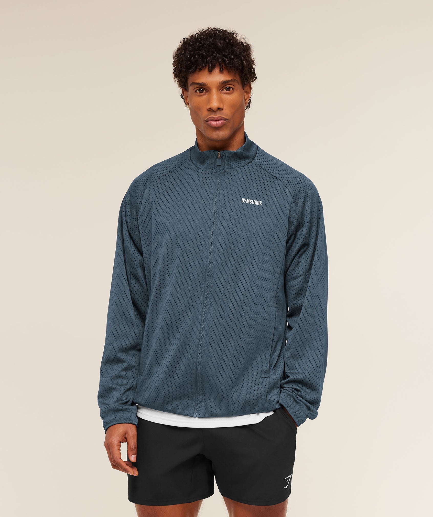 Gymshark Train Zip Through Jacket 'Stealth Blue'