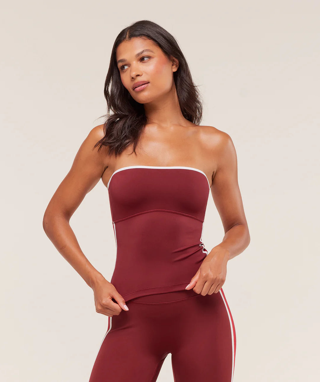 Gymshark Piping Bandeau With Shelf - Sets Red/Carmine Red/Soft White