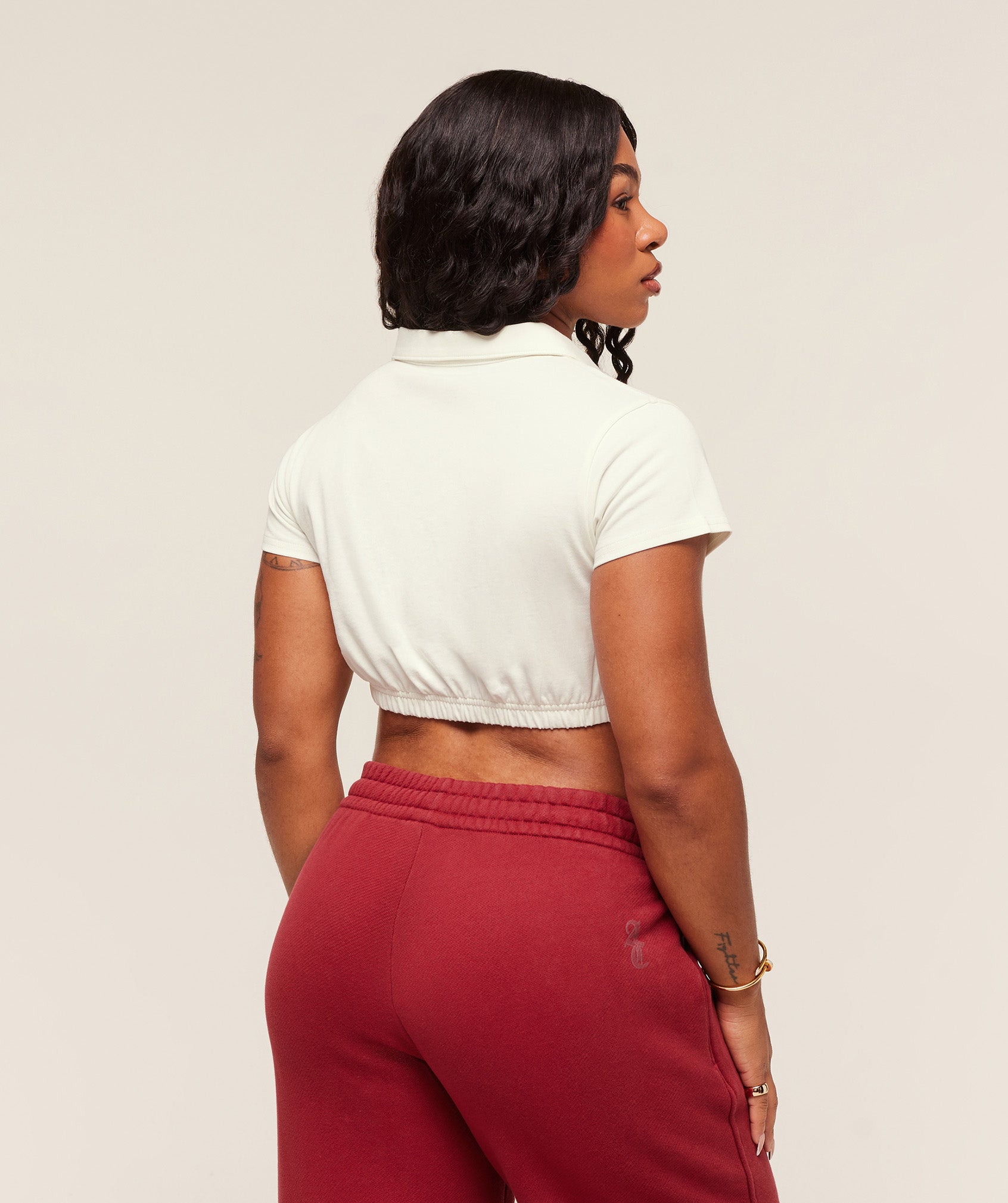 Gymshark x Analis Cropped Polo - Soft White