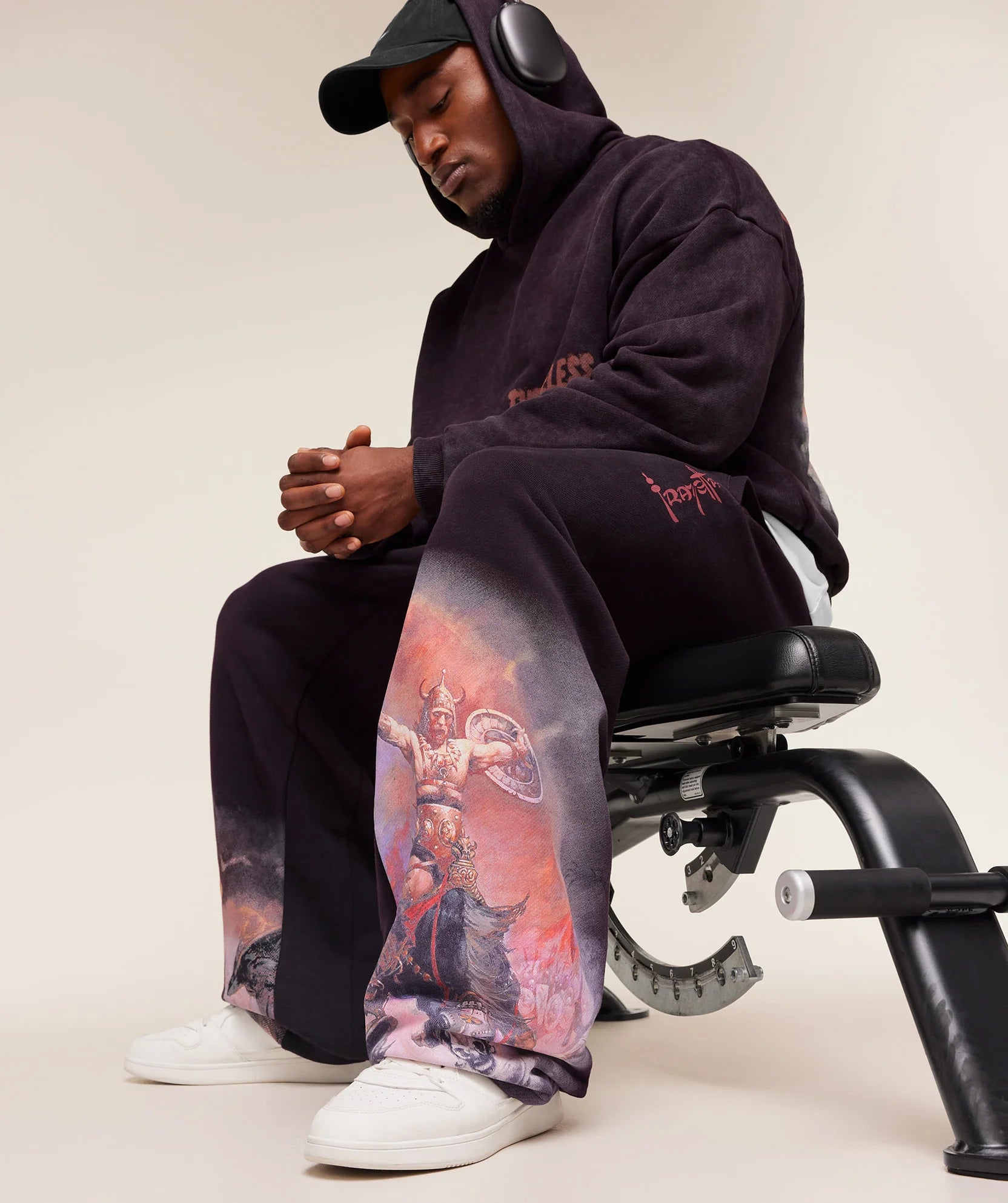 Gymshark Power x Frazetta Graphic Joggers 'Asphalt Grey/Plum Brown'