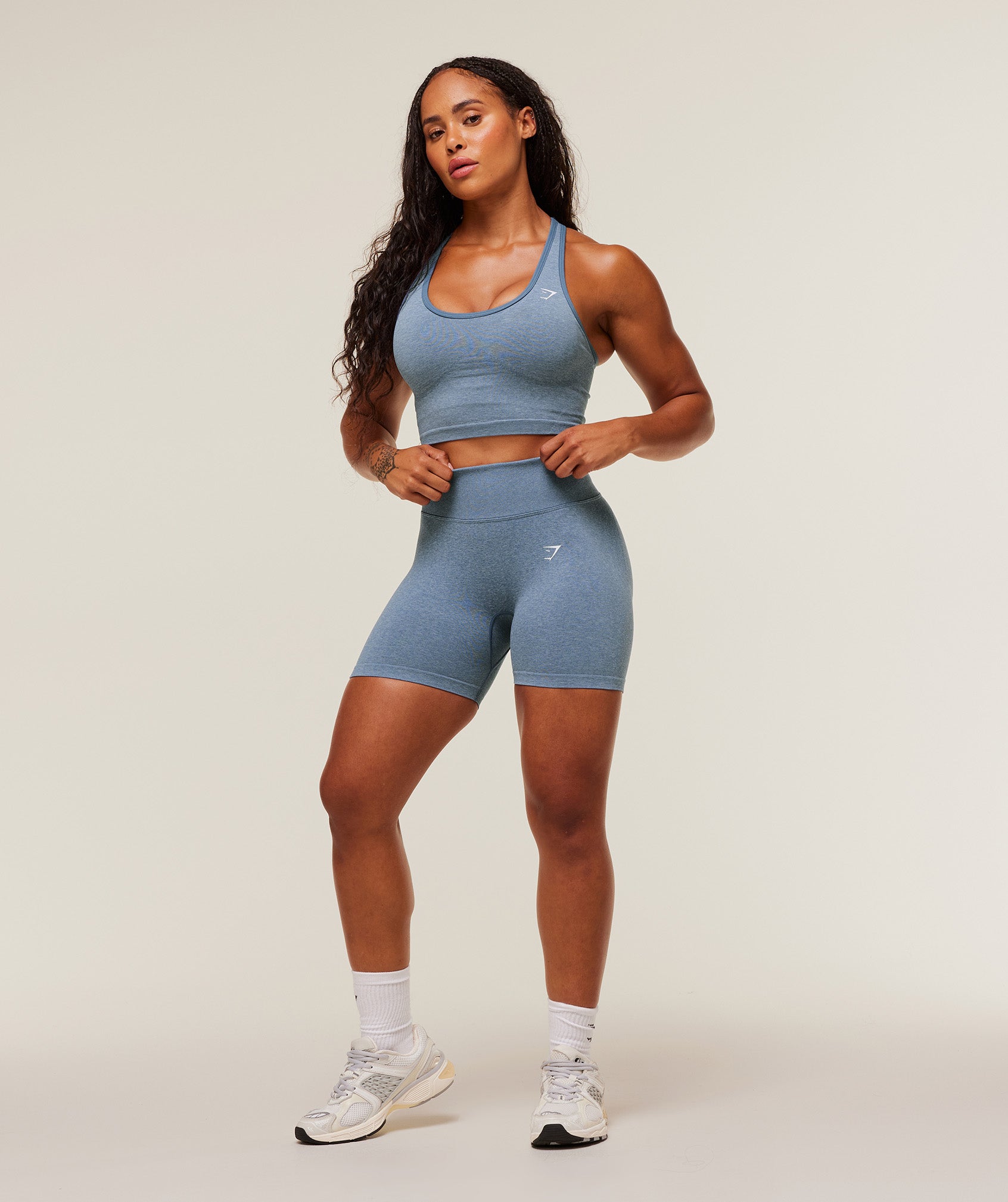 Gymshark Lift Seamless Shelf Midi Tank - Worn Blue/Peri Blue Marl