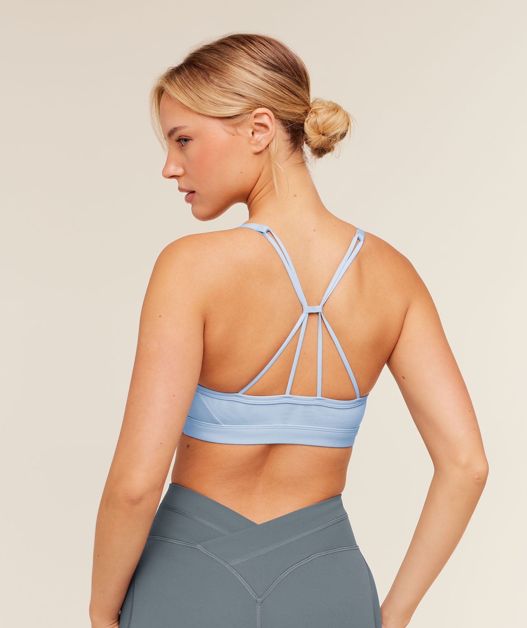 Gymshark Ruched Strappy Sports Bra 'Chilled Blue'