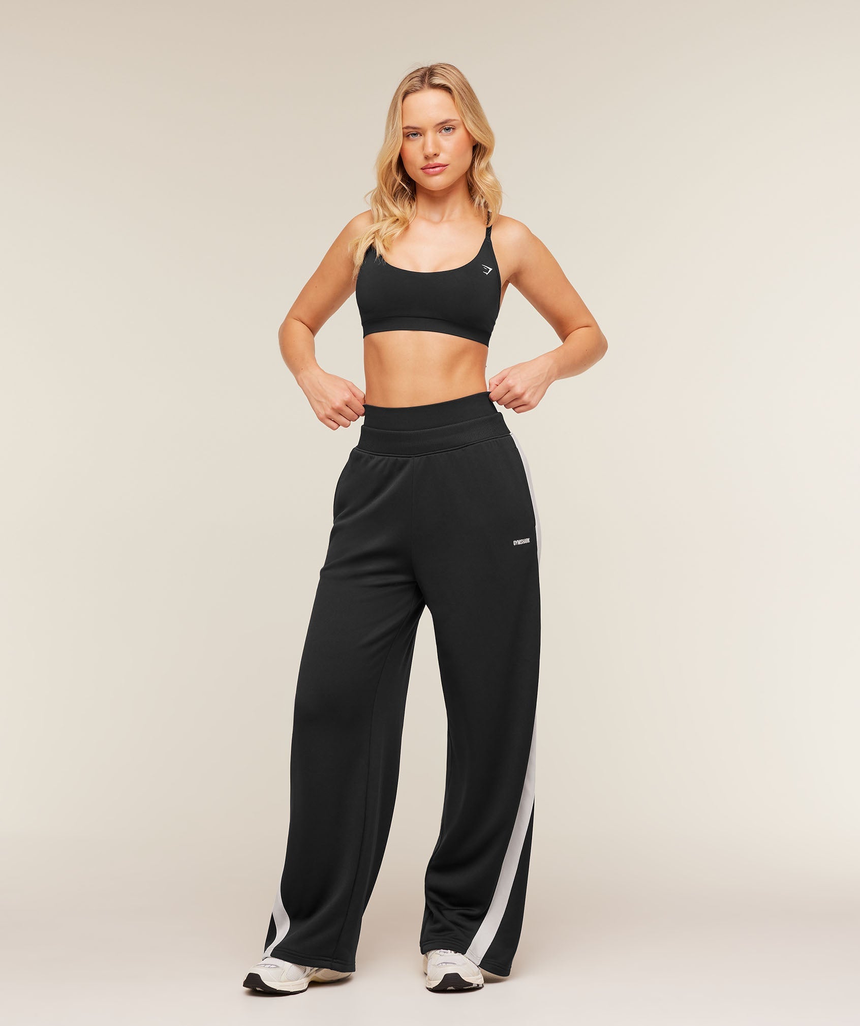 Gymshark Lightweight Tricot Wide Leg Pants 'Black Tinted White'
