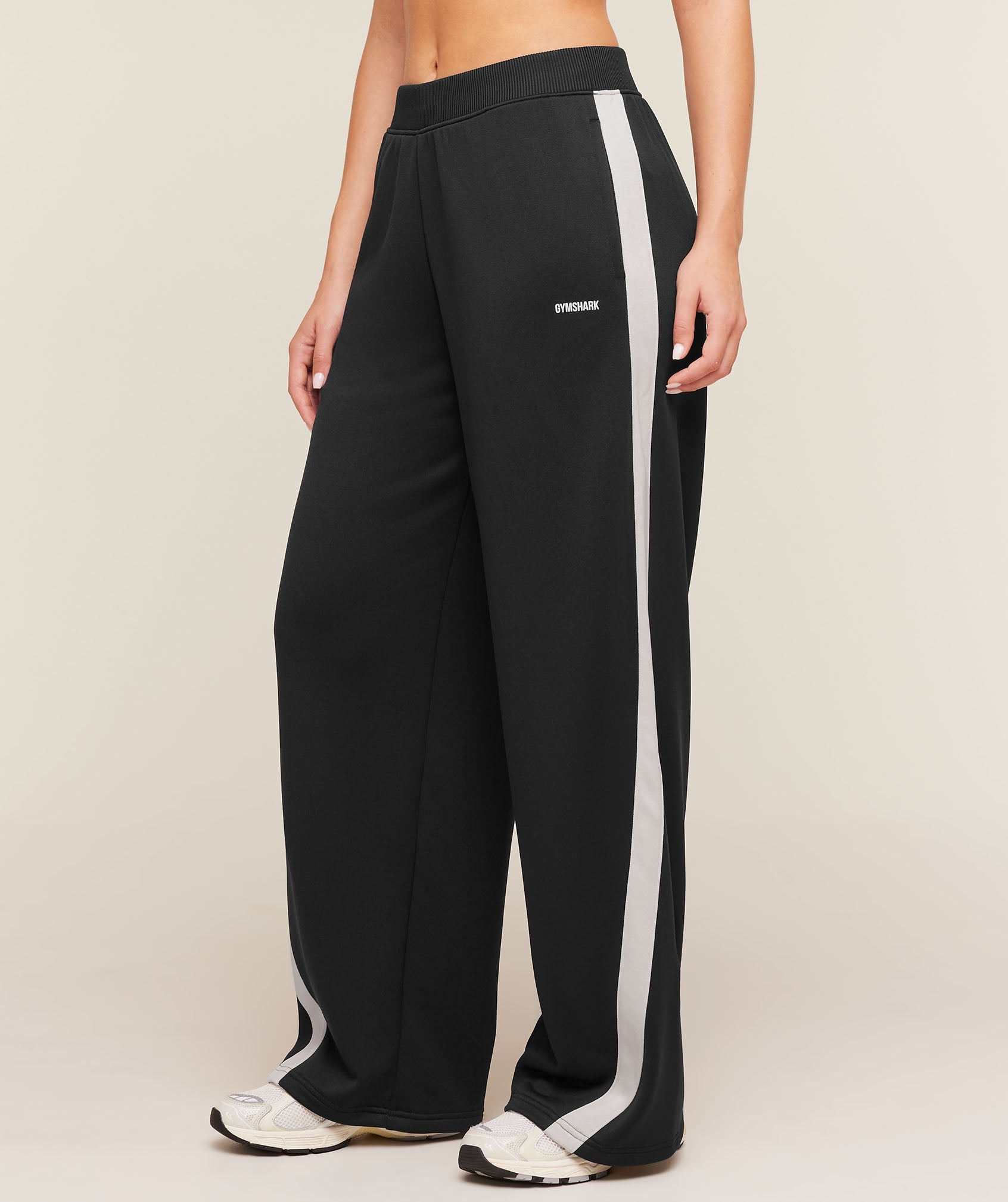 Gymshark Lightweight Tricot Wide Leg Pants 'Black Tinted White'