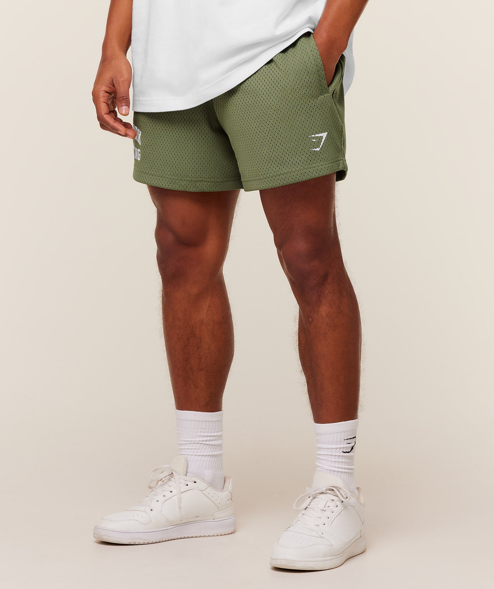 Gymshark Lifting Mesh 5" Shorts 'GS Grounded Green'