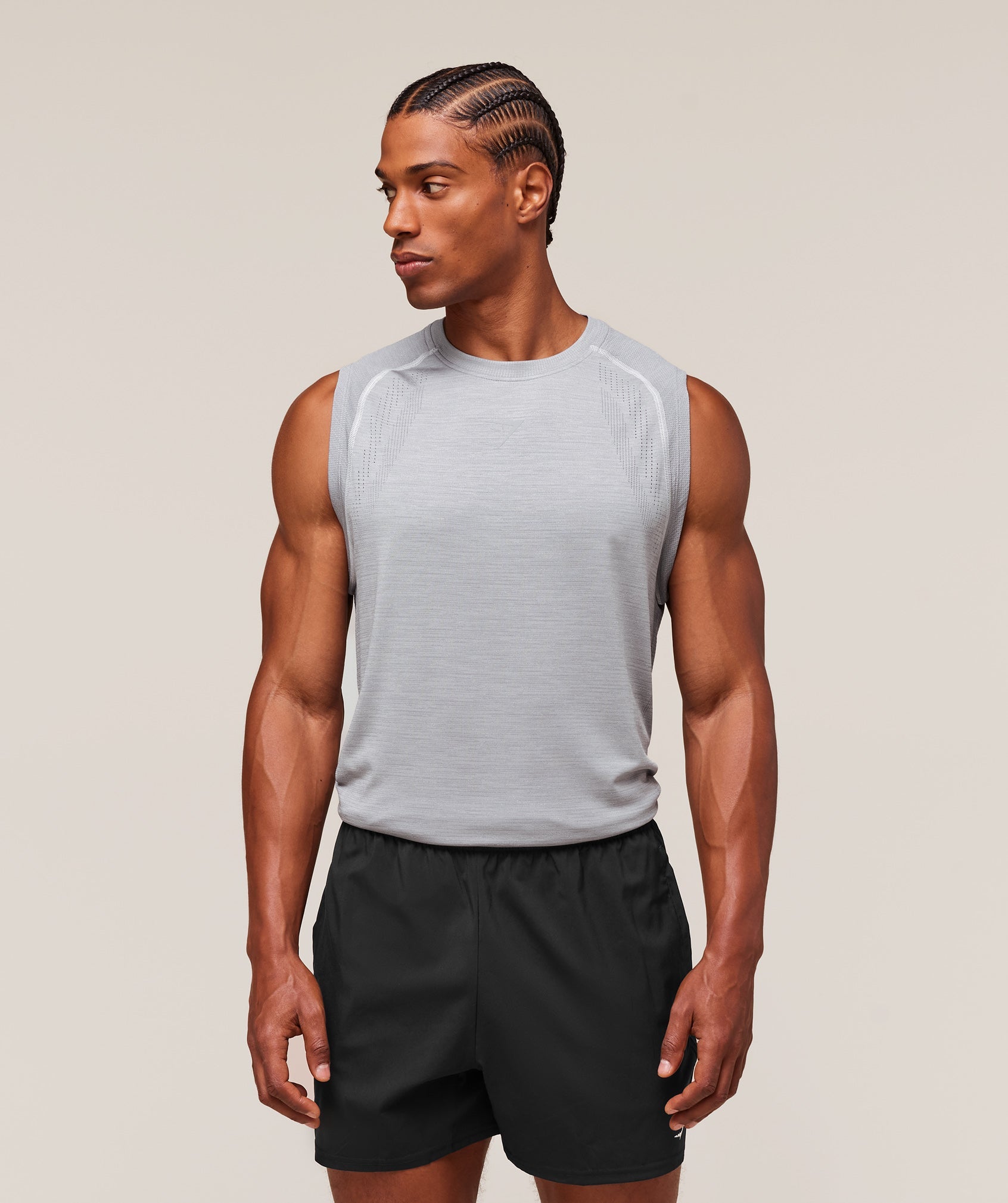 Gymshark Versatile Seamless Tank 'Light Grey Smokey Grey'