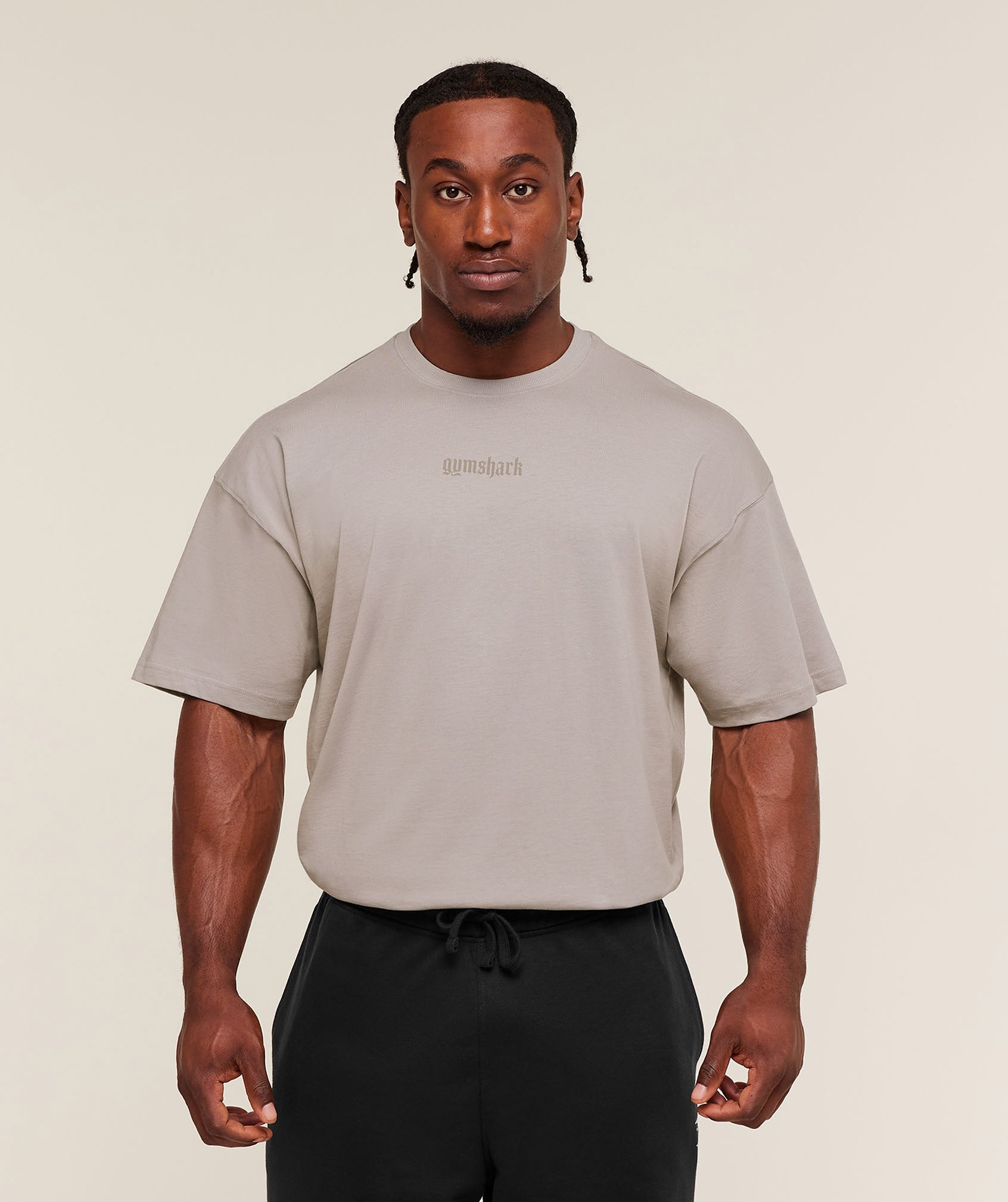 Gymshark Olde English T-Shirt 'Mushroom Grey'
