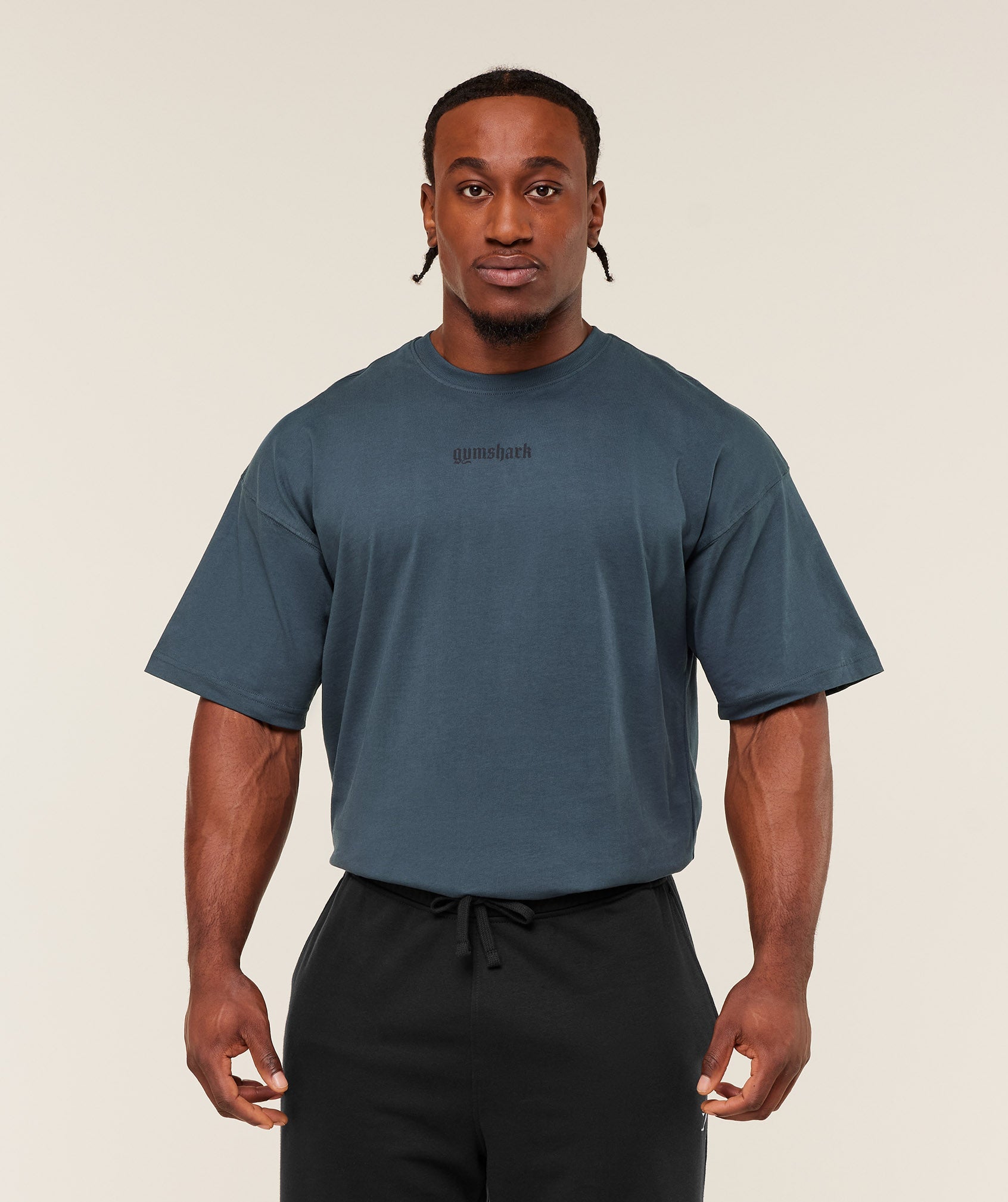 Gymshark Olde English T-Shirt 'GS Stealth Blue'