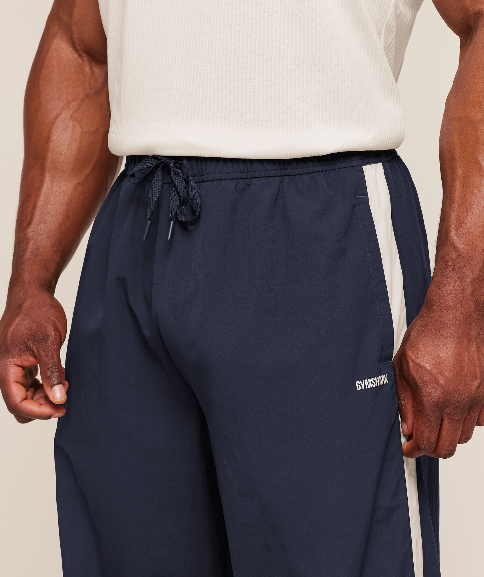 Gymshark Retro Collegiate Track Pants 'Heavy Blue Tinted White'