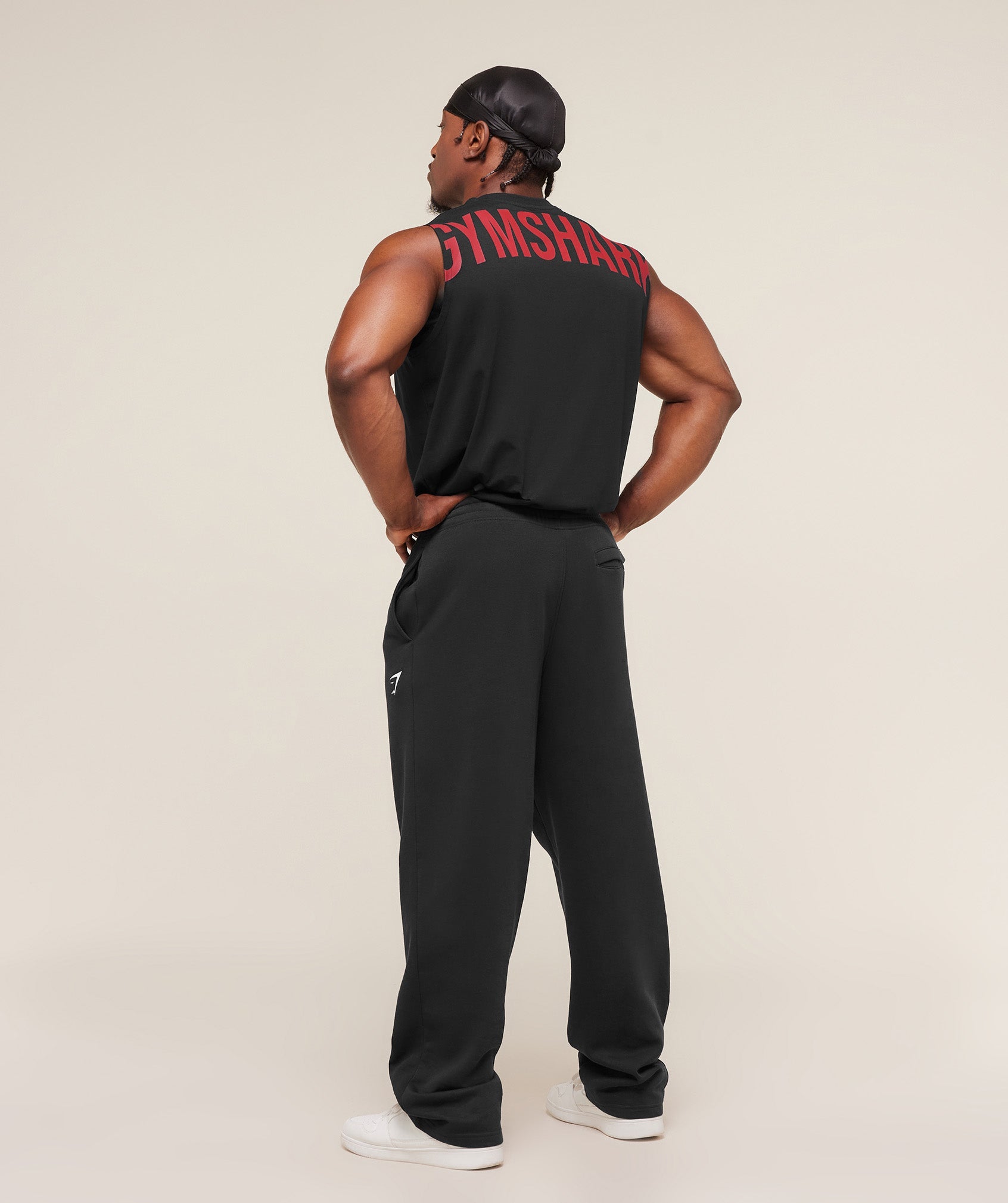 Gymshark Power Cut Off Tank 'Black Conditioning Red'