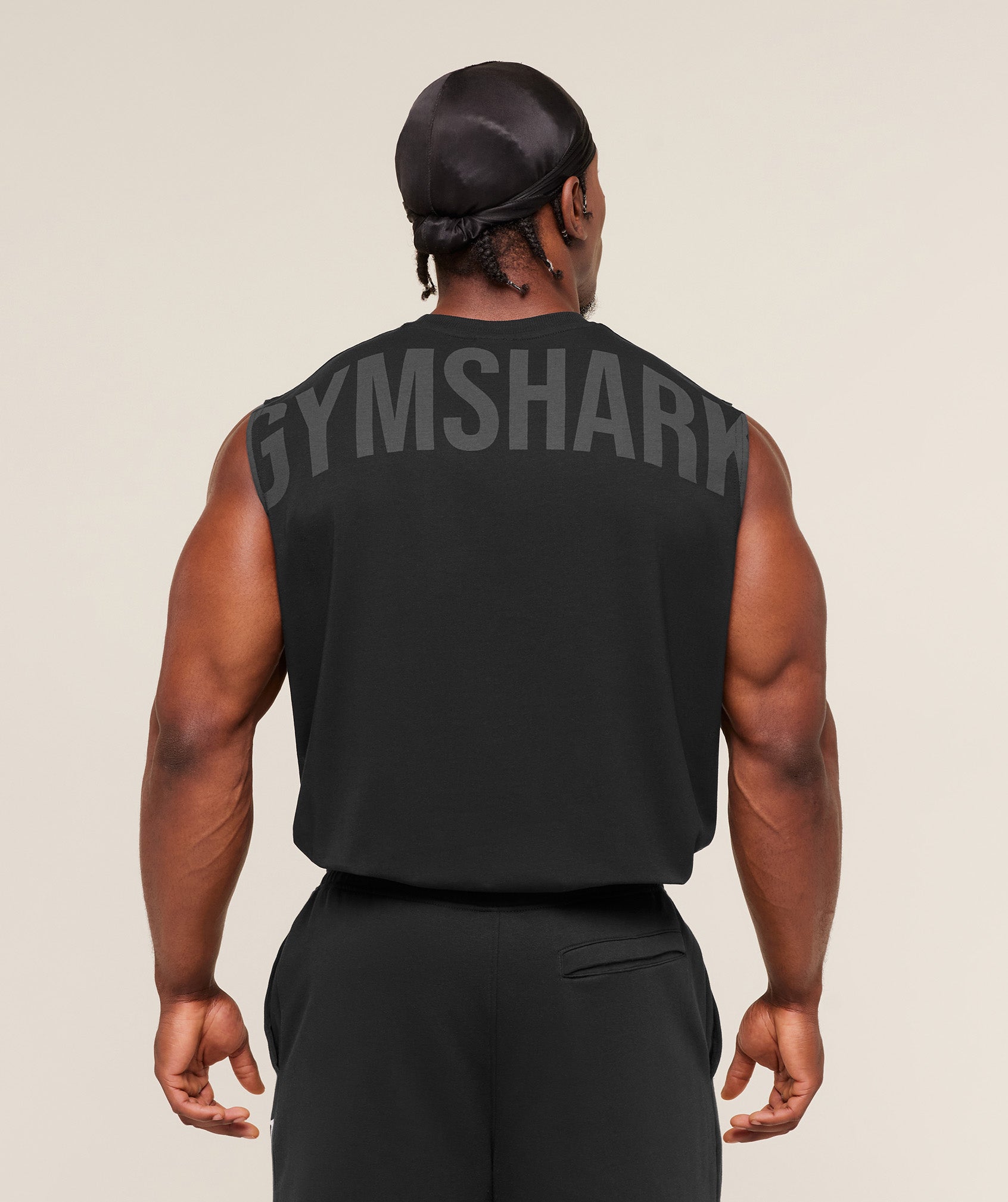 Gymshark Power Cut Off Tank 'Black Asphalt Grey'
