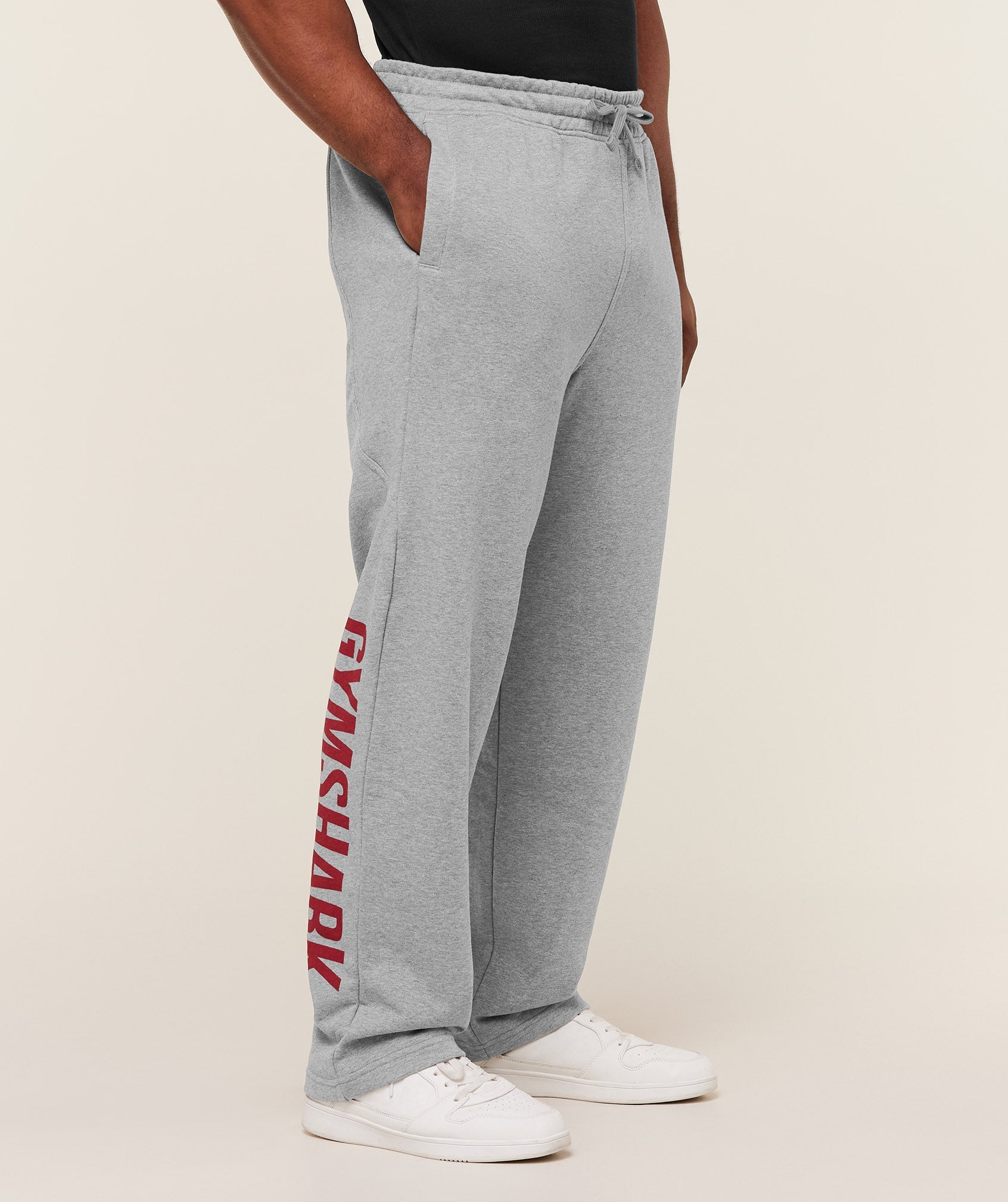 Gymshark Power Straight Leg Pants 'Charcoal Core Marl Sets Red'