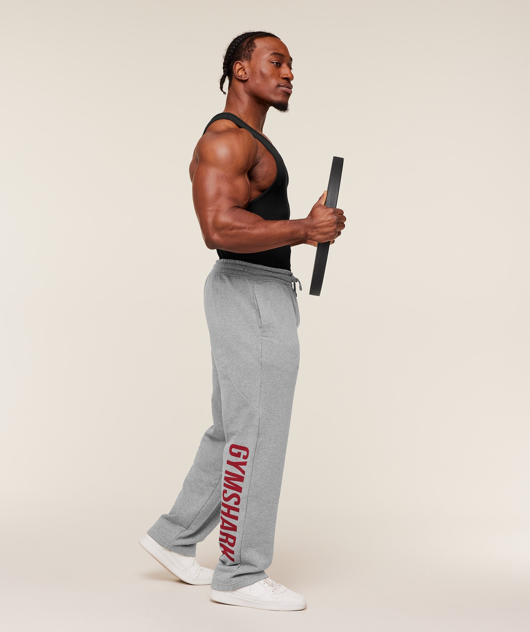 Gymshark Power Straight Leg Pants 'Charcoal Core Marl Sets Red'