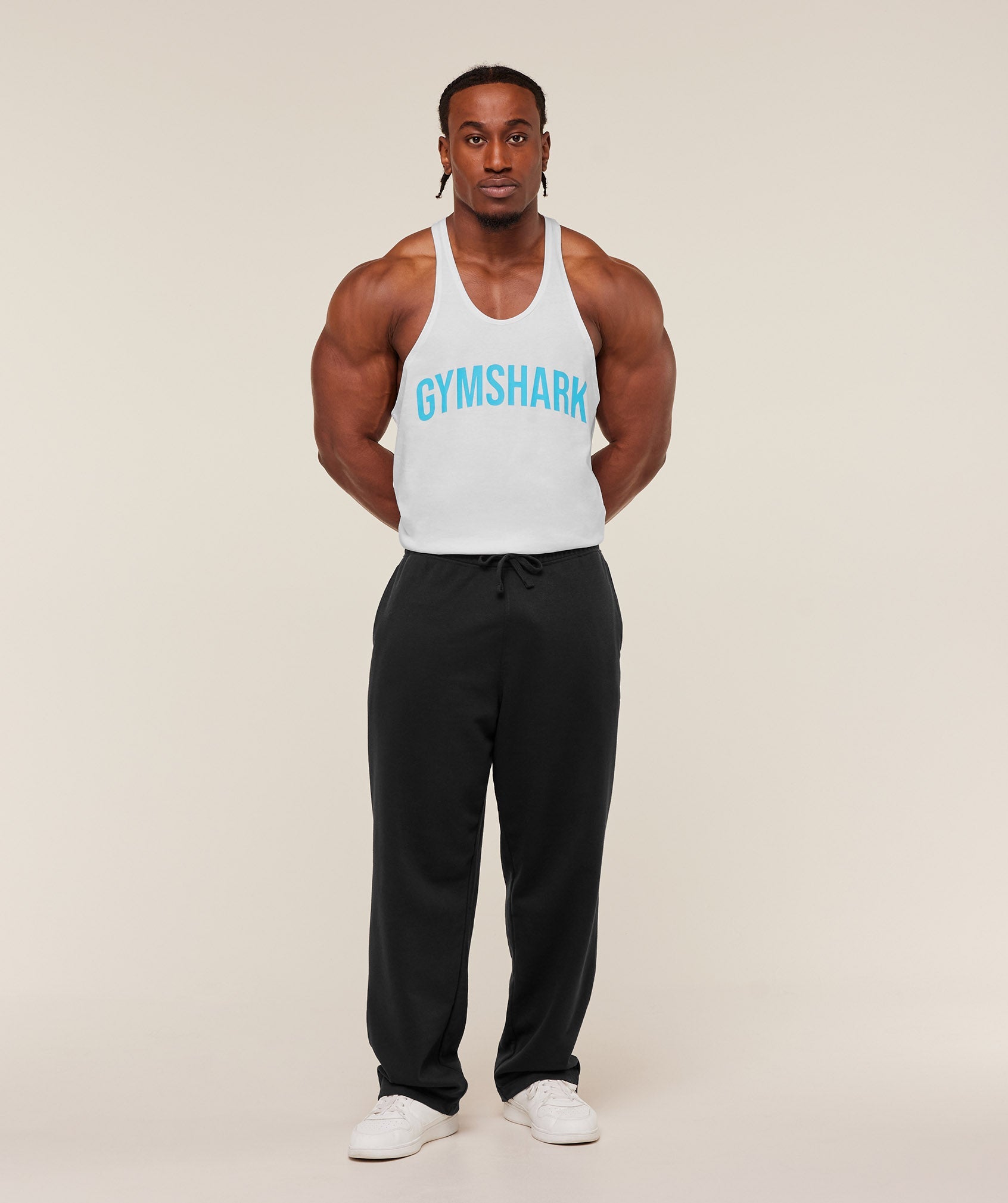 Gymshark Power Stringer 'GS White GS Brand Blue'