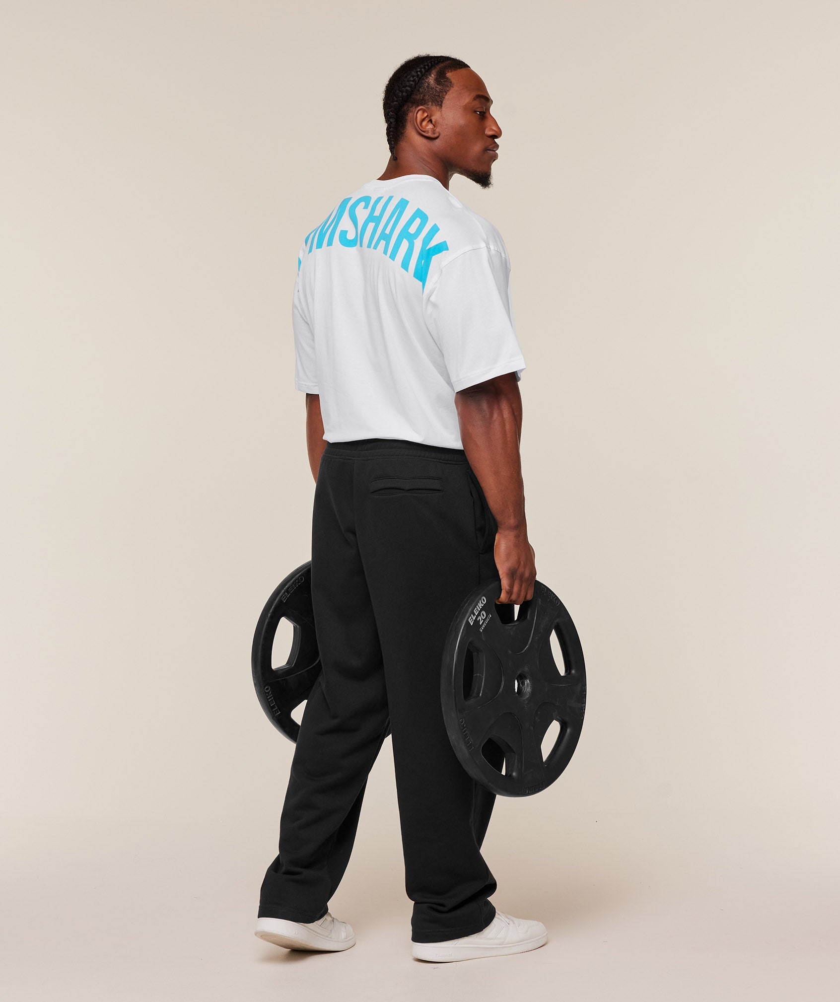 Gymshark Power T-Shirt 'GS White GS Brand Blue'