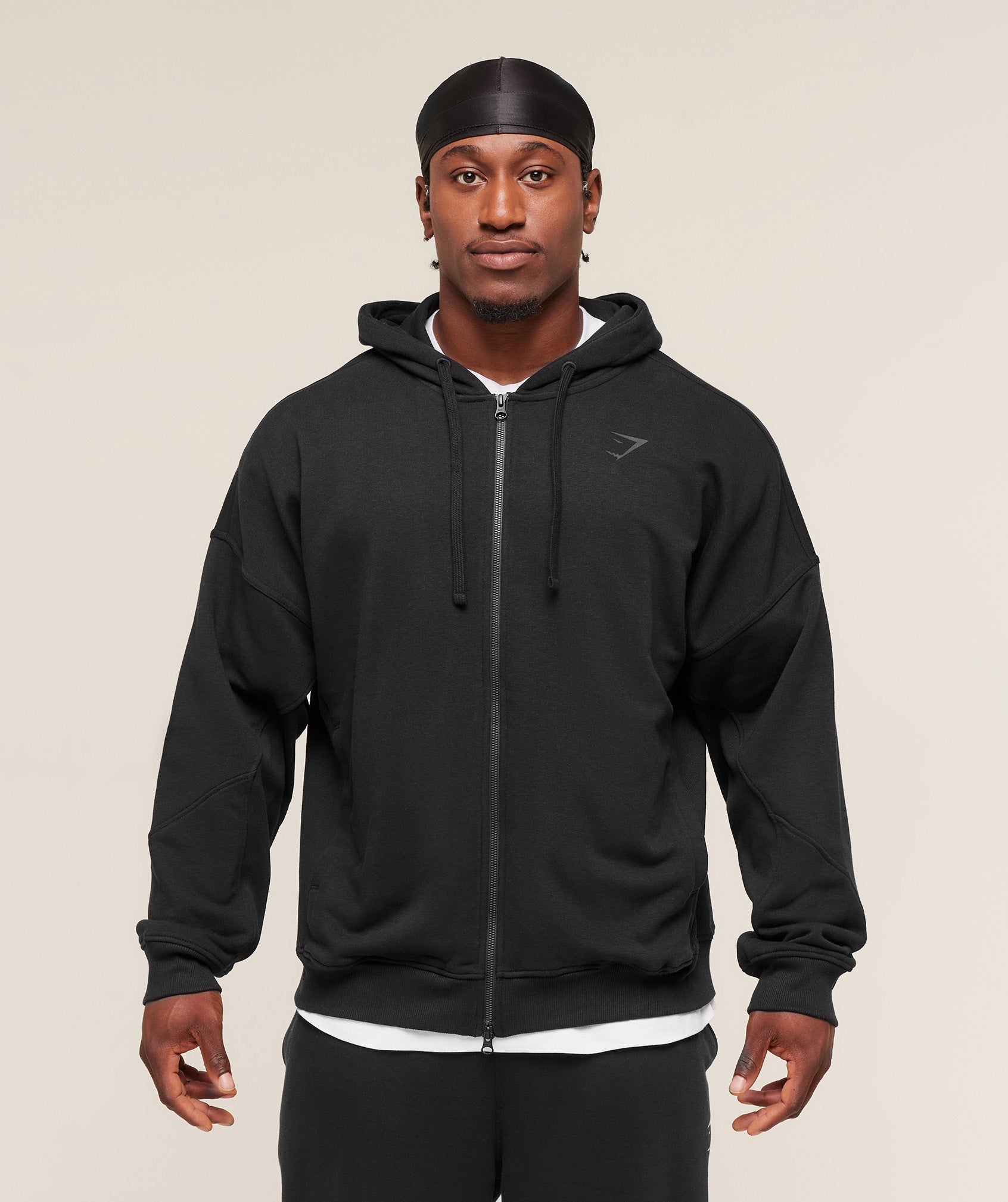 Gymshark Power Zip Up Hoodie 'Black Asphalt Grey'