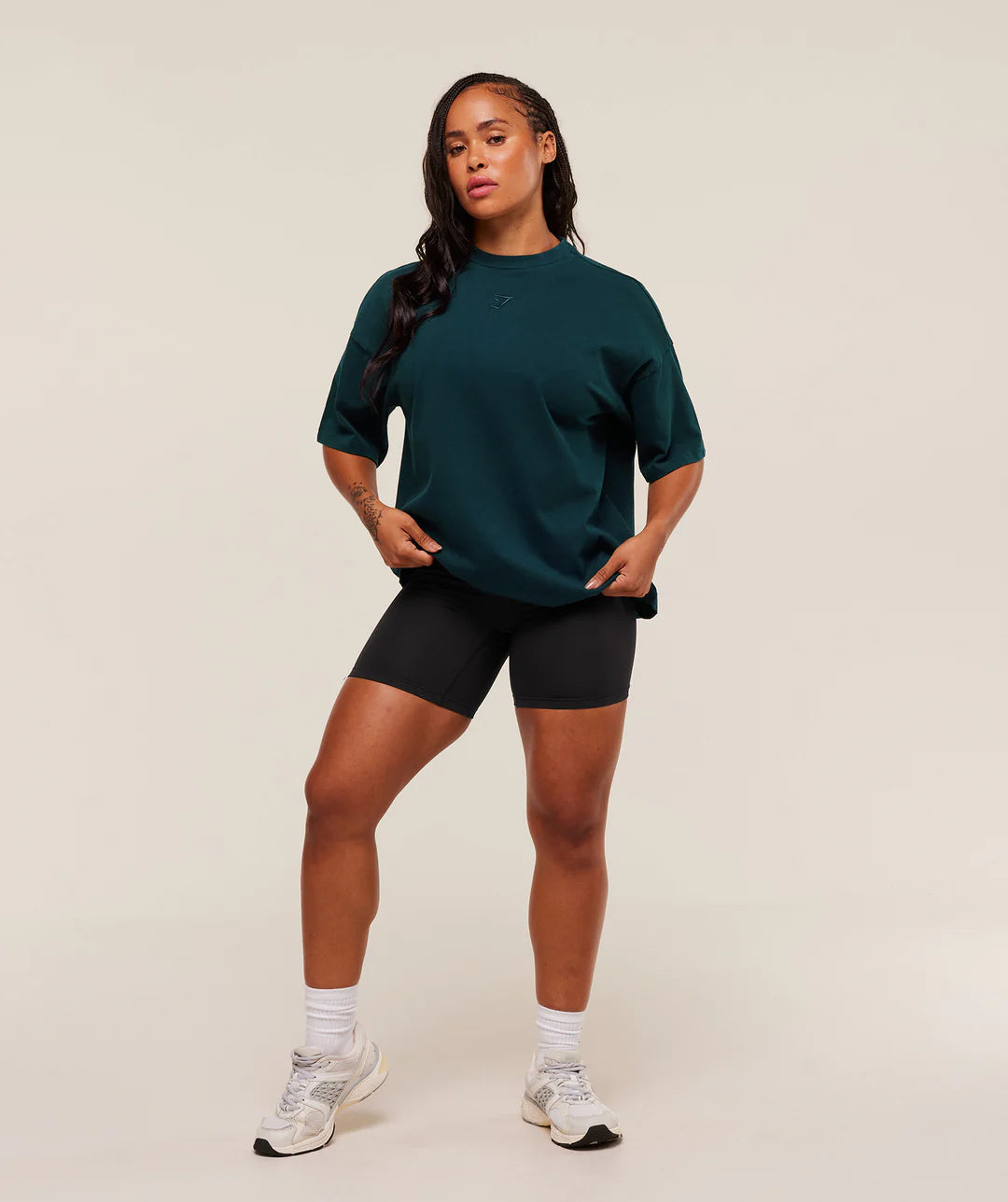 Gymshark Power Washed Oversized T-Shirt - Deep Petrol Blue/Acid Wash Small Ball