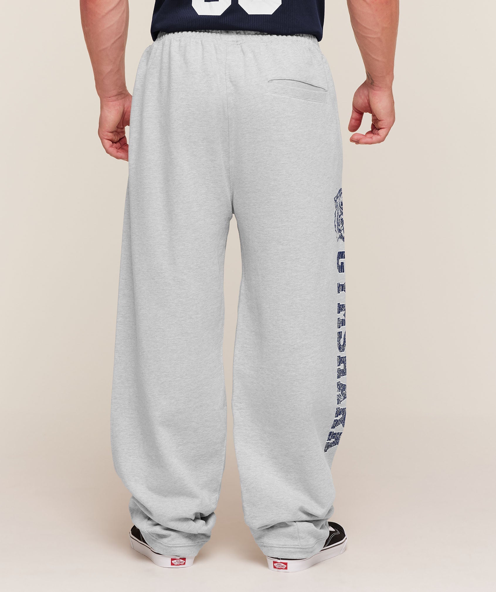 Gymshark Retro Collegiate Graphic Wide Leg Pants 'Bros Soft Grey Marl'