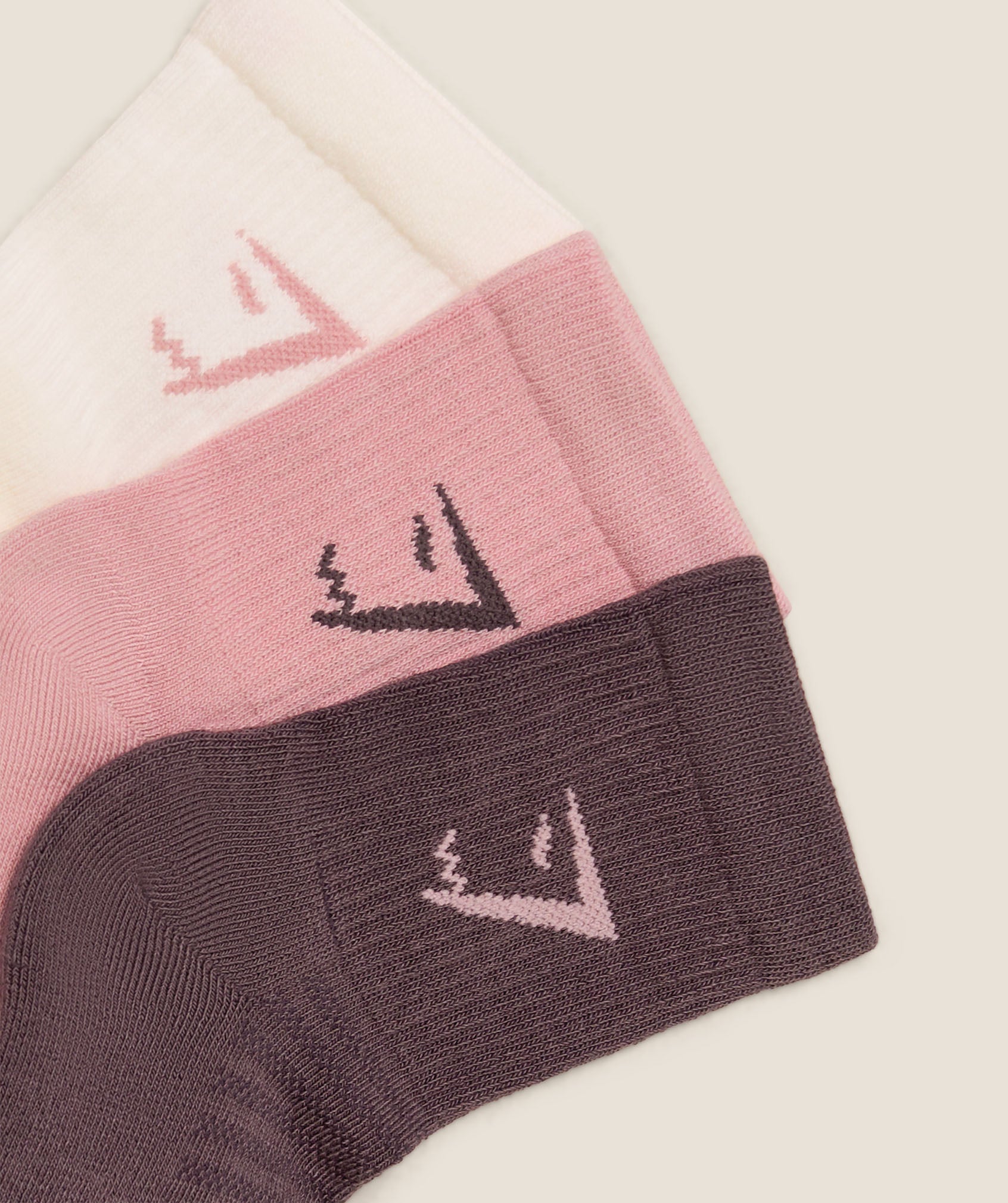 Gymshark Midi Socks 3pk 'Soft White Light Pink Cool Brown'
