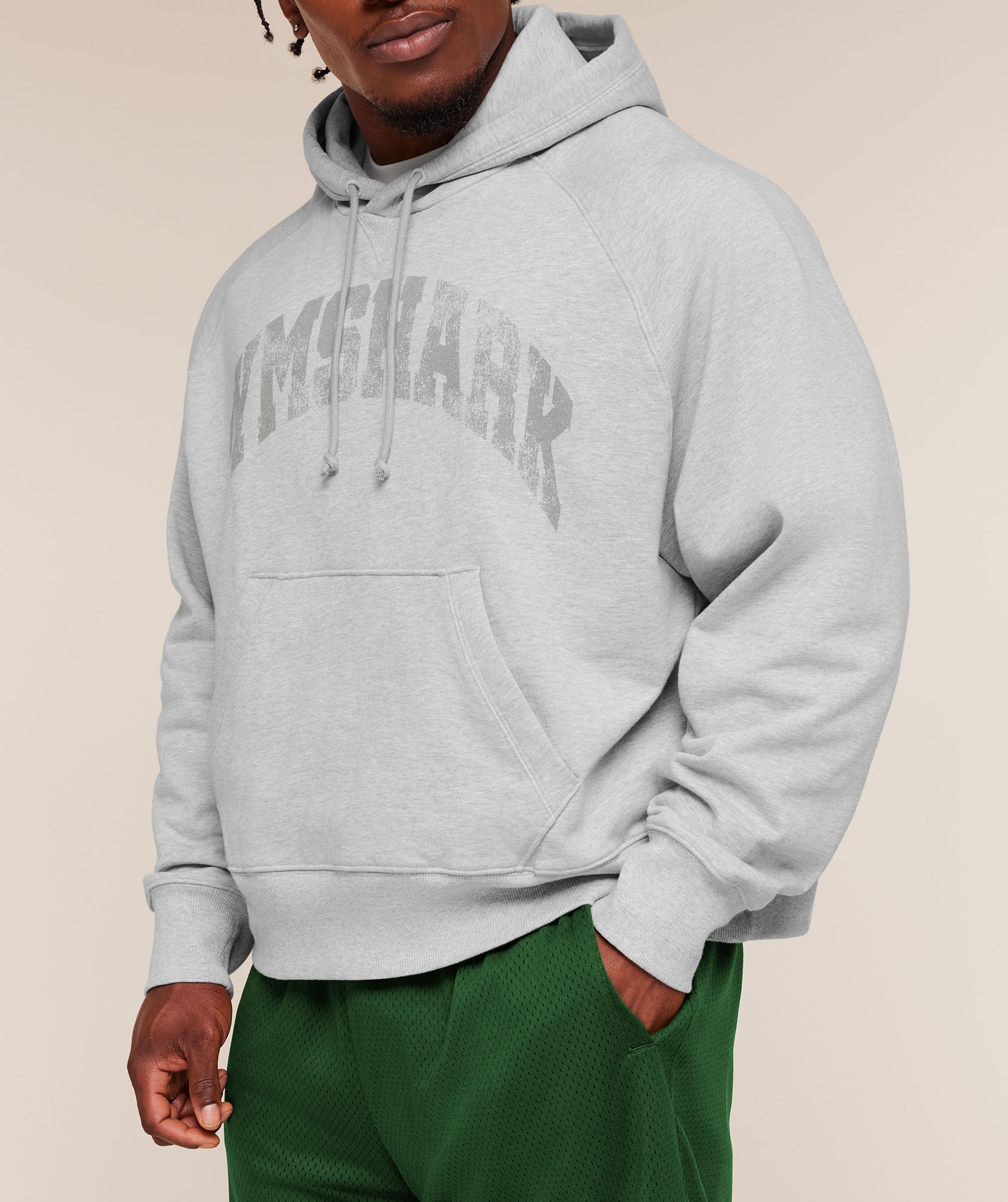 Gymshark Retro Collegiate Graphic Hoodie 'Bros Soft Grey Marl'