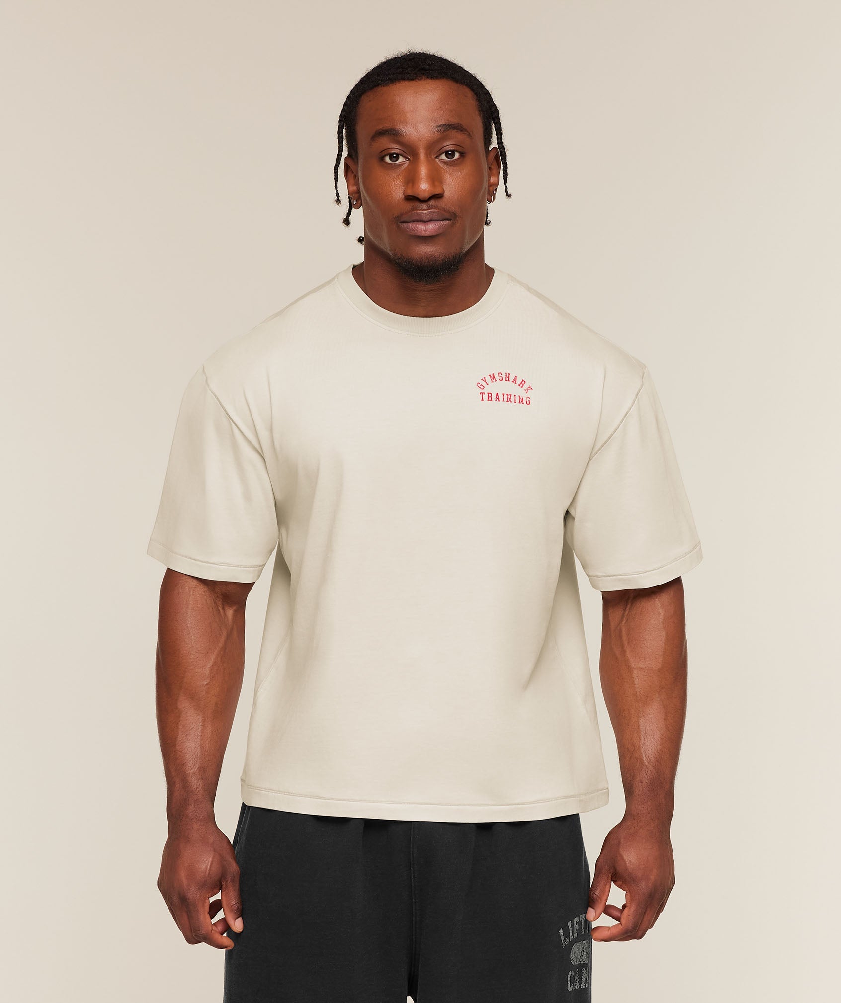 Gymshark Retro Collegiate T-Shirt 'Tinted White'
