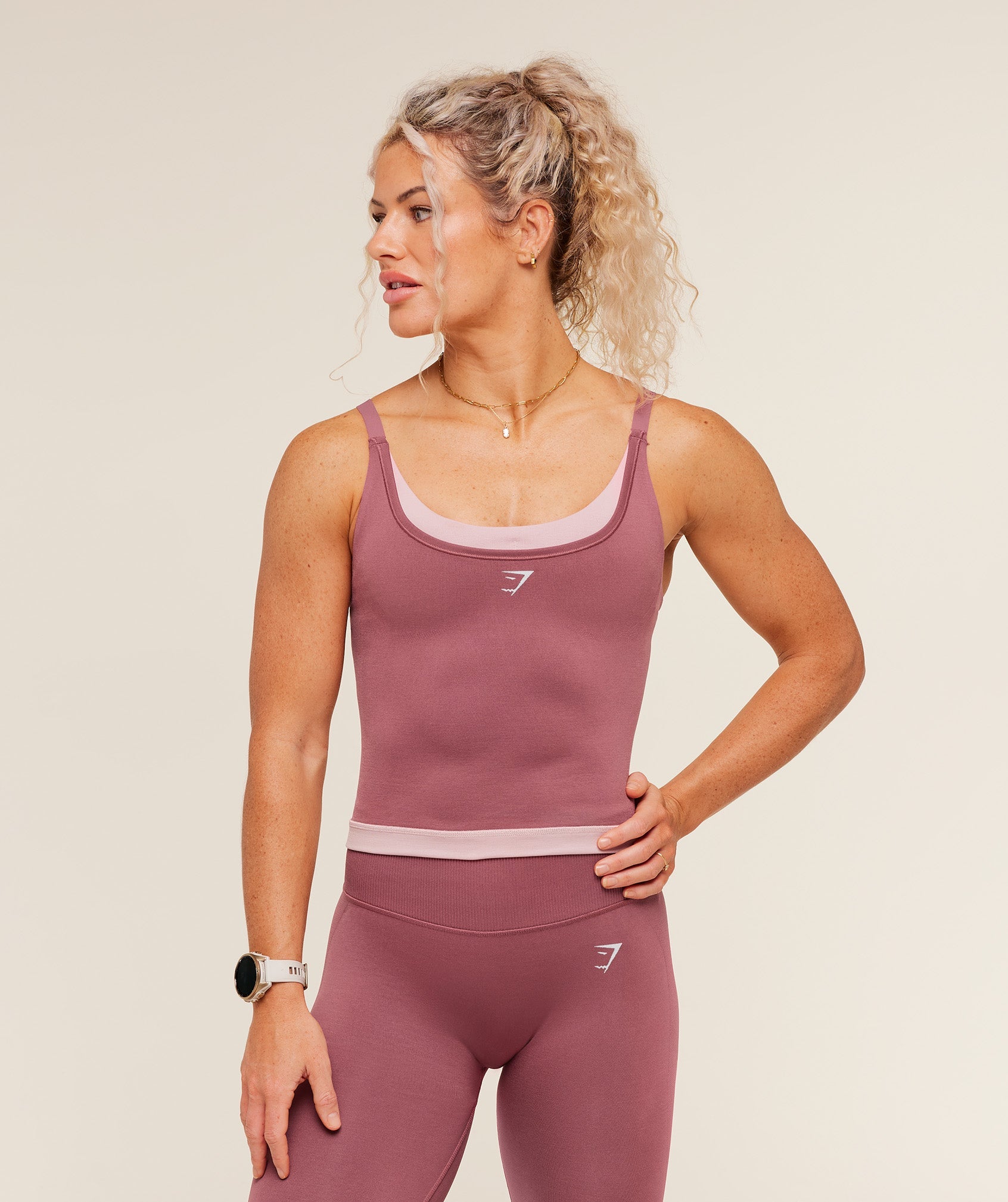 Gymshark Interval Seamless Midi Tank 'Reset Pink Light Pink'