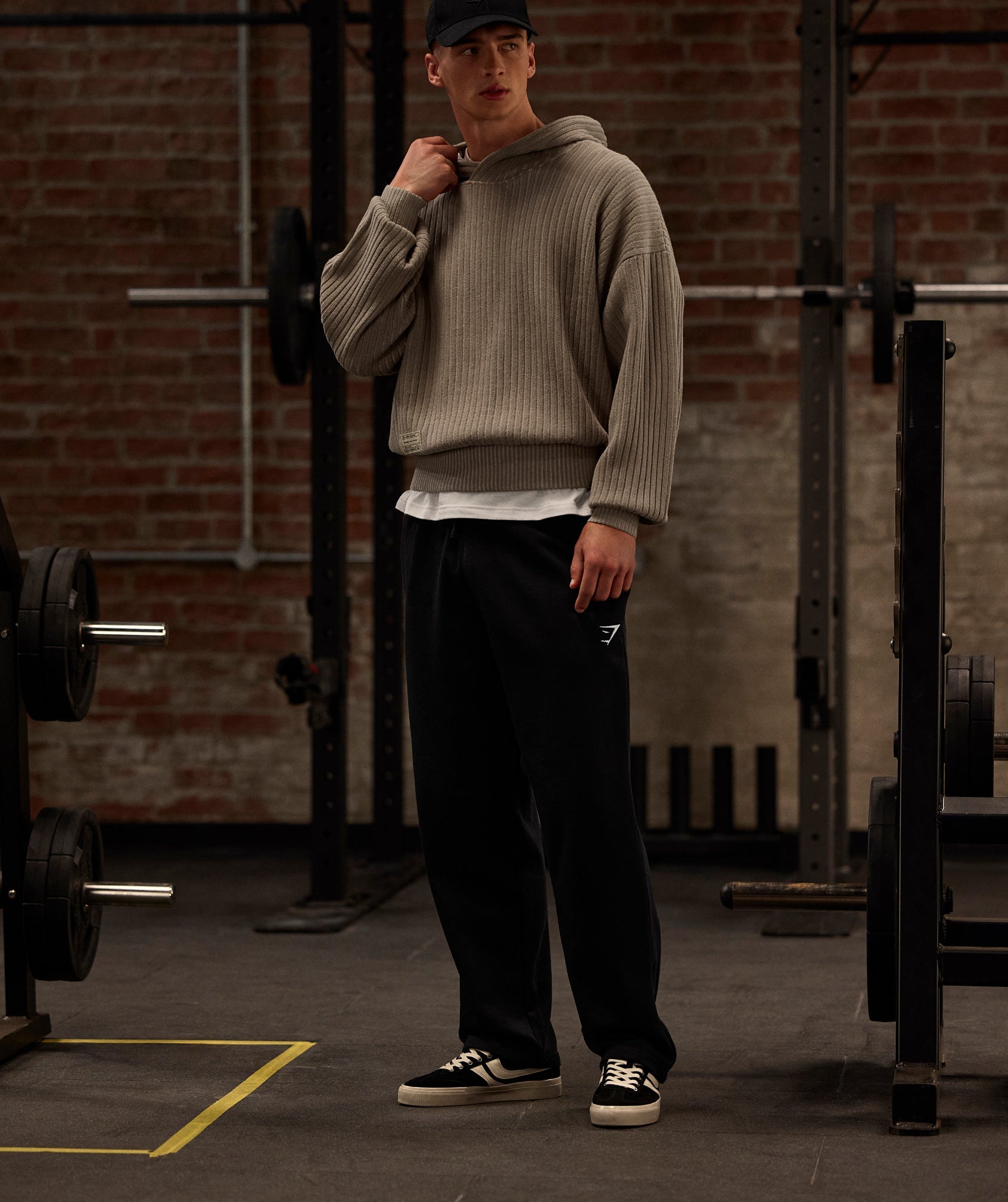 Gymshark x Saalt Studios Knitted Hoodie 'Cement Brown Oat White'