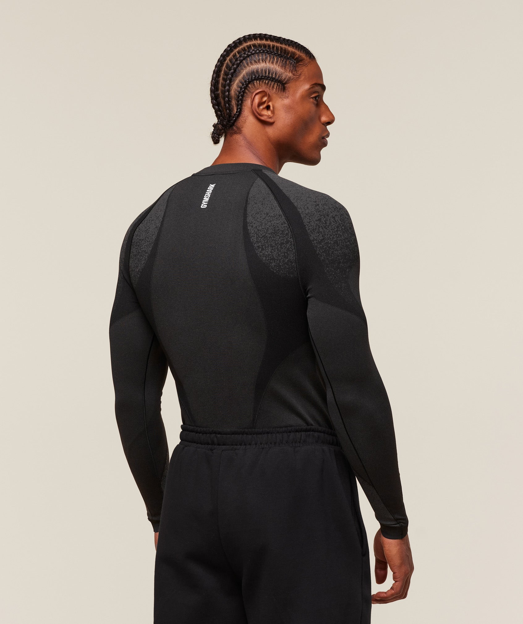 Gymshark Shadow Seamless Long Sleeve T-Shirt 'Black'