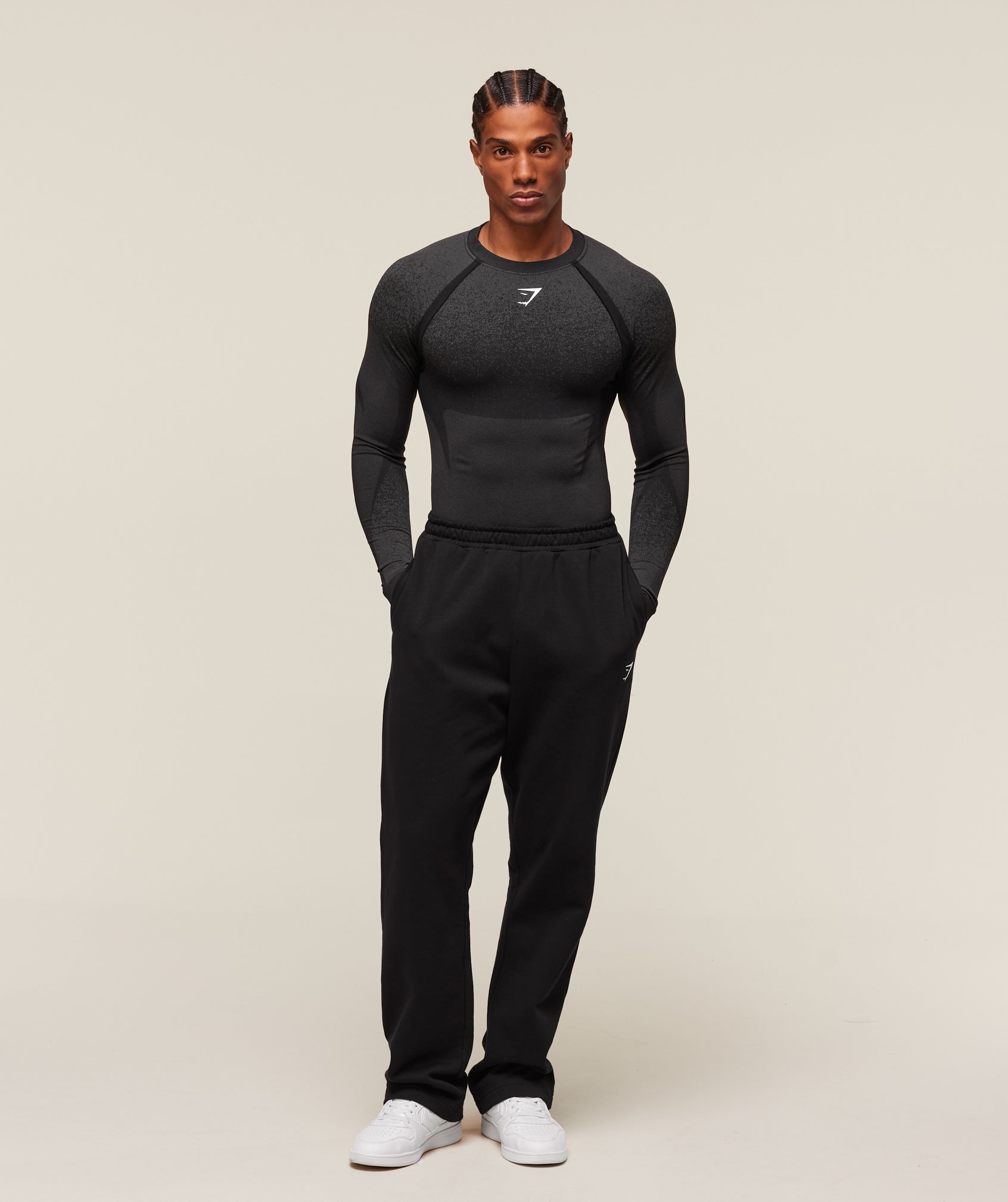 Gymshark Shadow Seamless Long Sleeve T-Shirt 'Black'