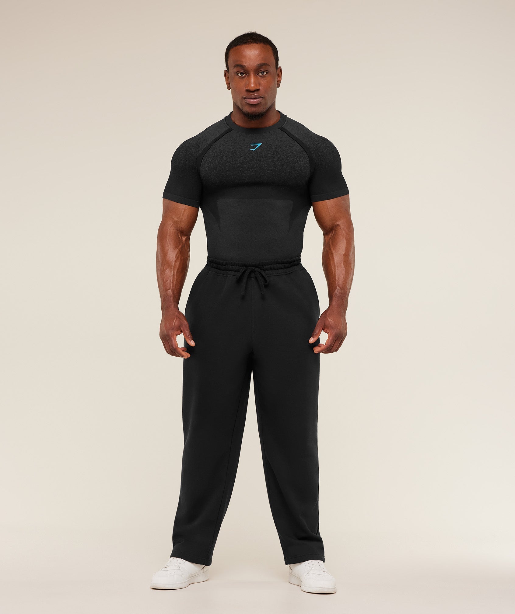 Gymshark Shadow Seamless T Shirt 'Black Brand Blue'