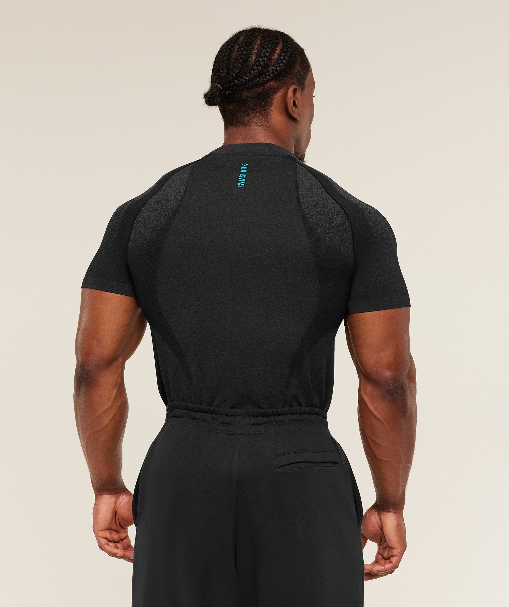 Gymshark Shadow Seamless T Shirt 'Black Brand Blue'